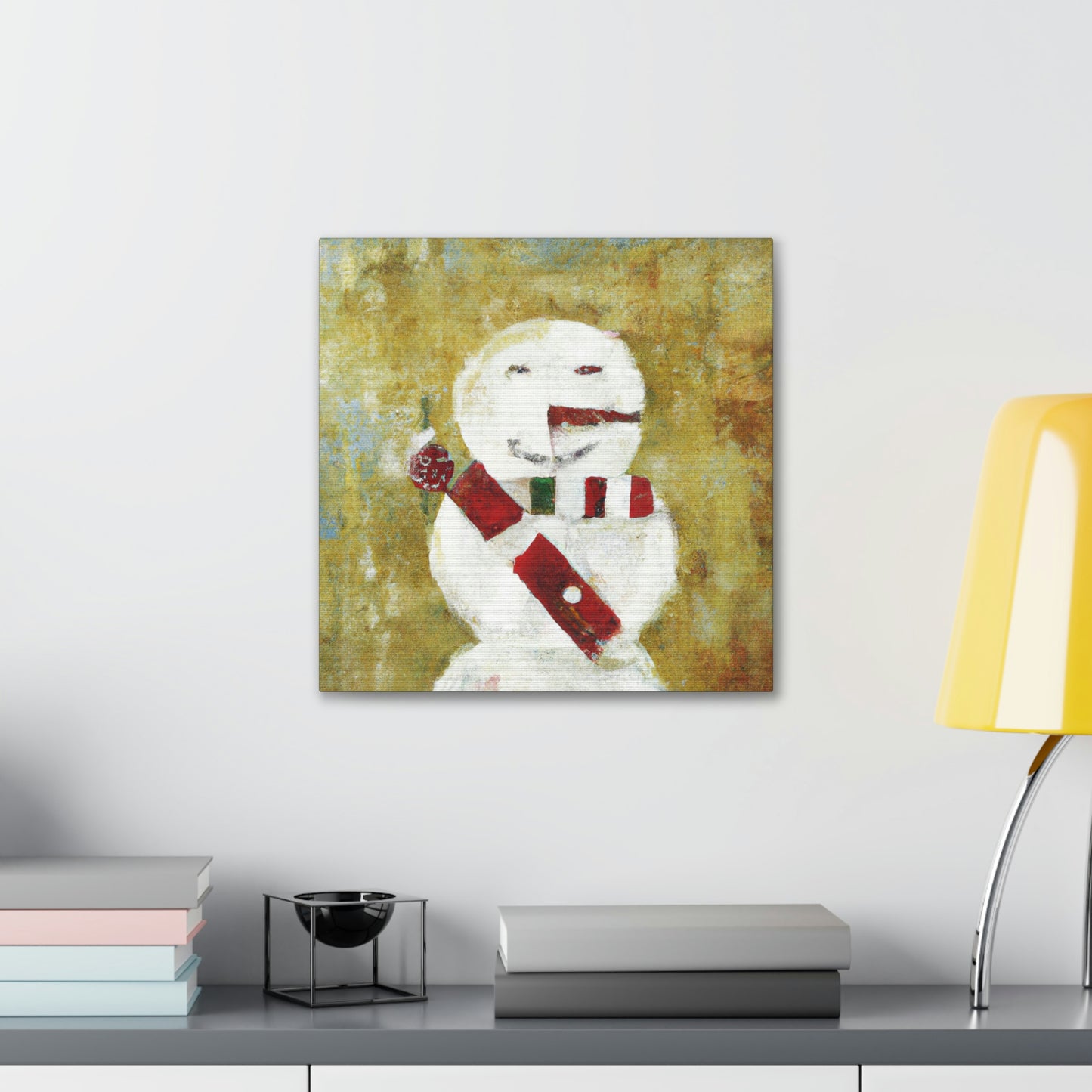 "Snowman in Winter Glow" - Canvas