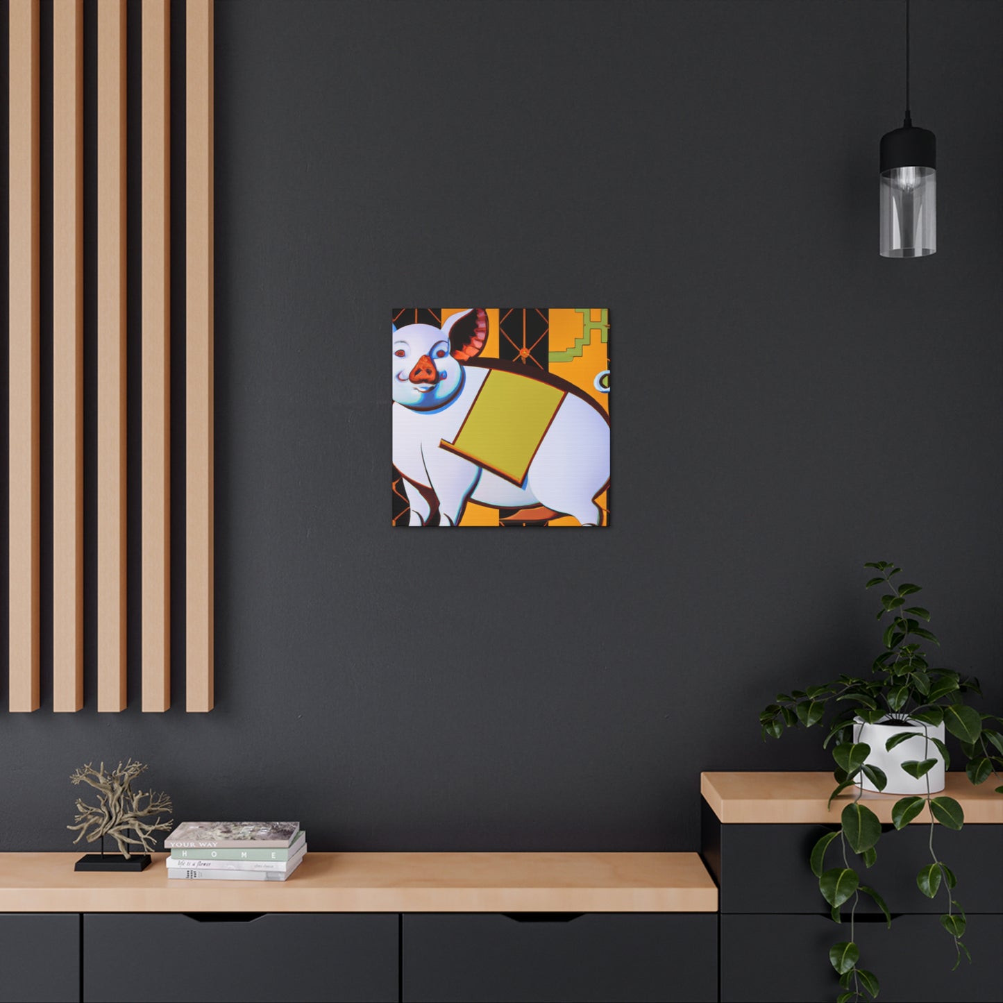 "Piggy's Deco Gleam" - Canvas