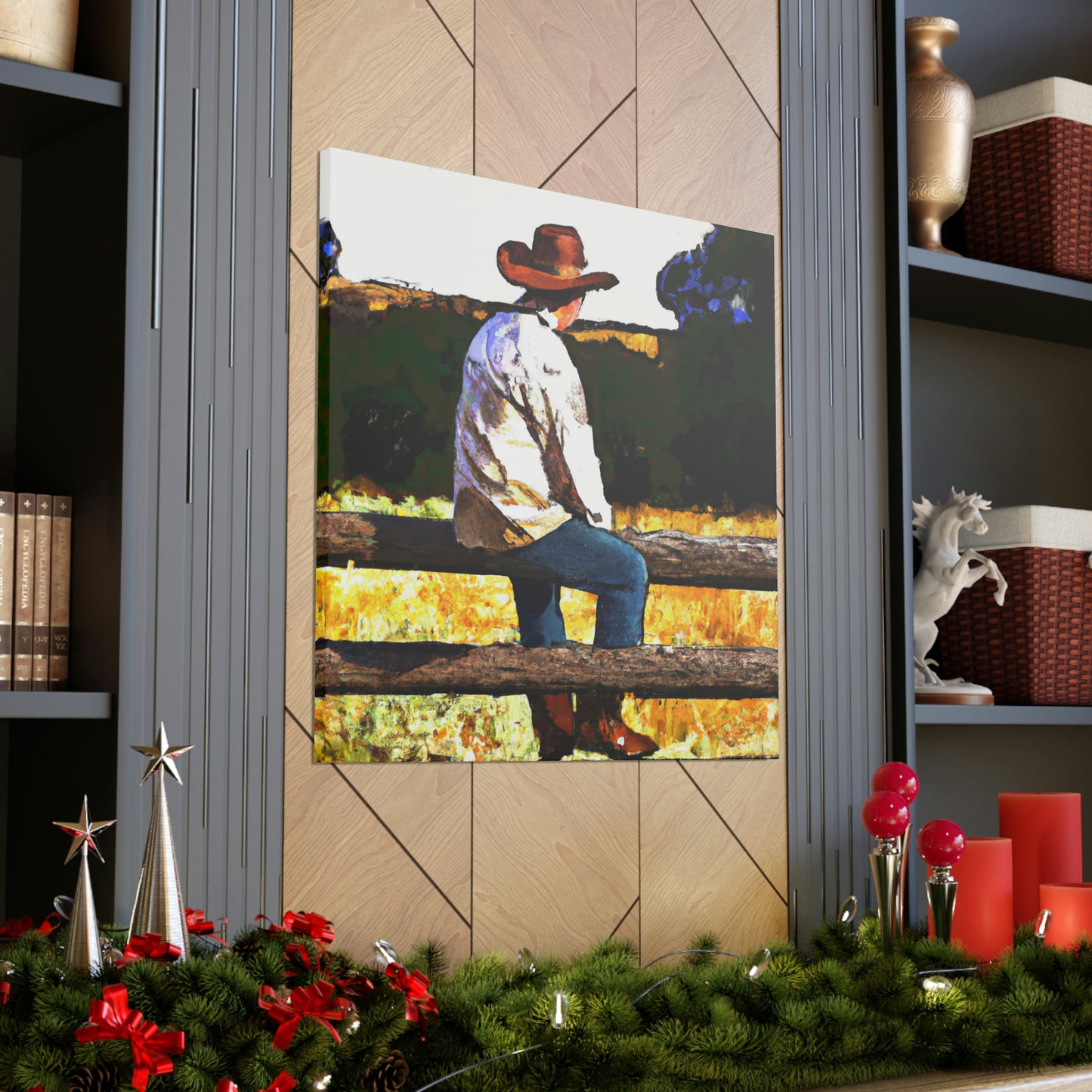 Cowboy on the Fence - Canvas