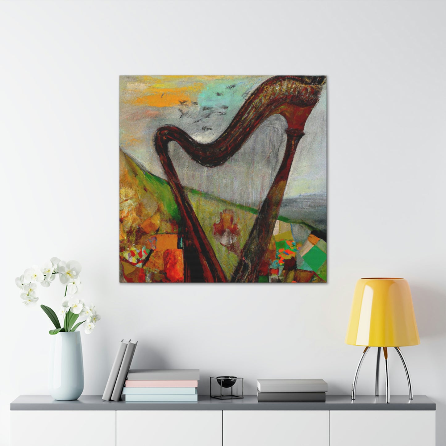 "Harp in Harmonious Colors" - Canvas