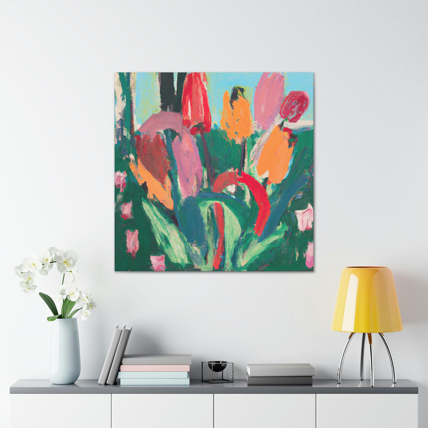 Tulip Symphony in Red - Canvas