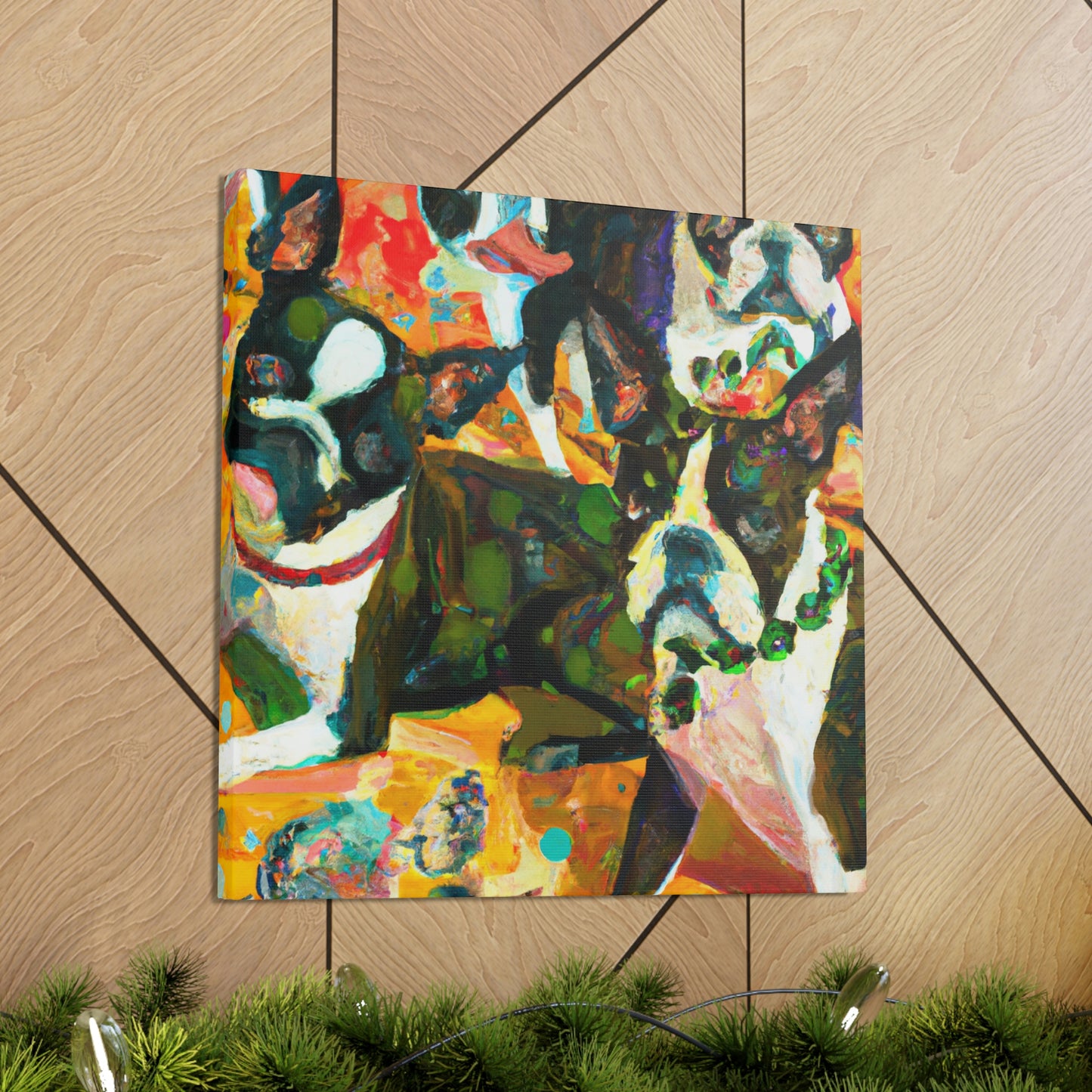 Boston Terrier Expressionism - Canvas