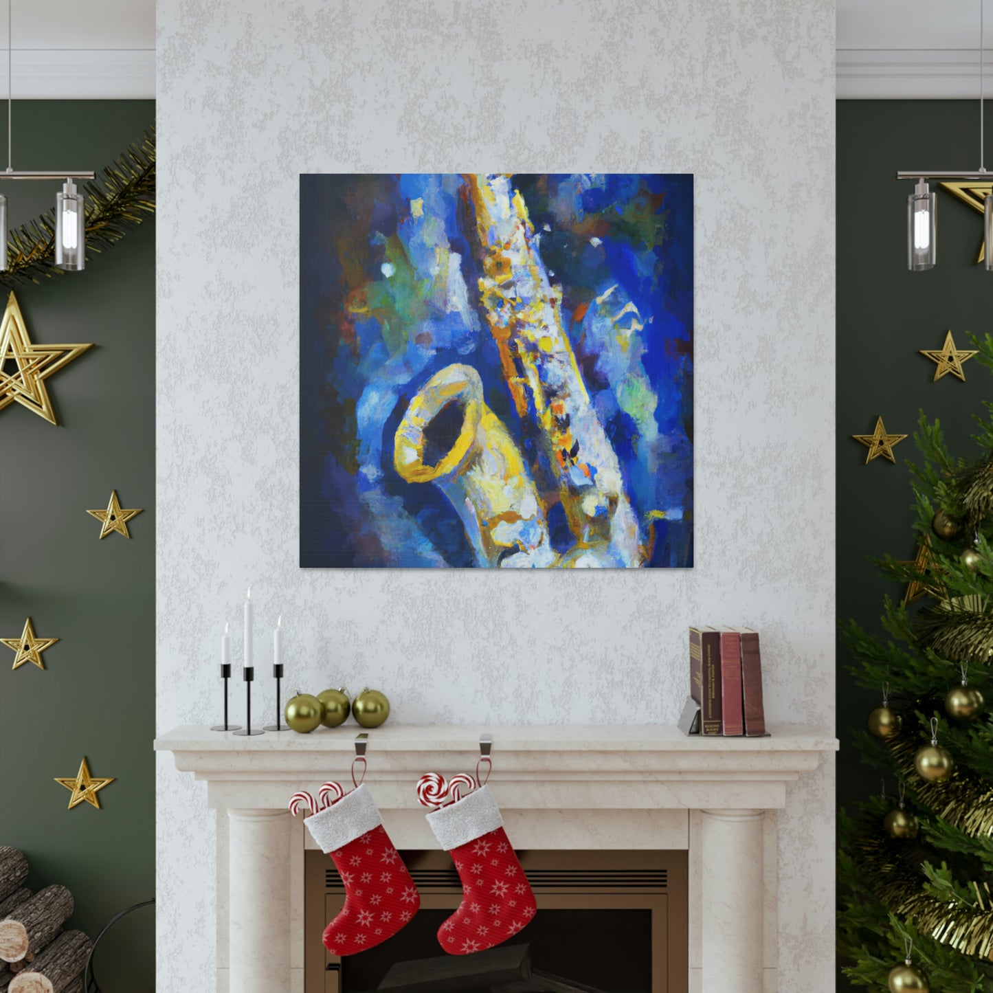 "Sax on Blue Canvas" - Canvas