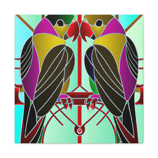 "Parrots in Flight Deco" - Canvas