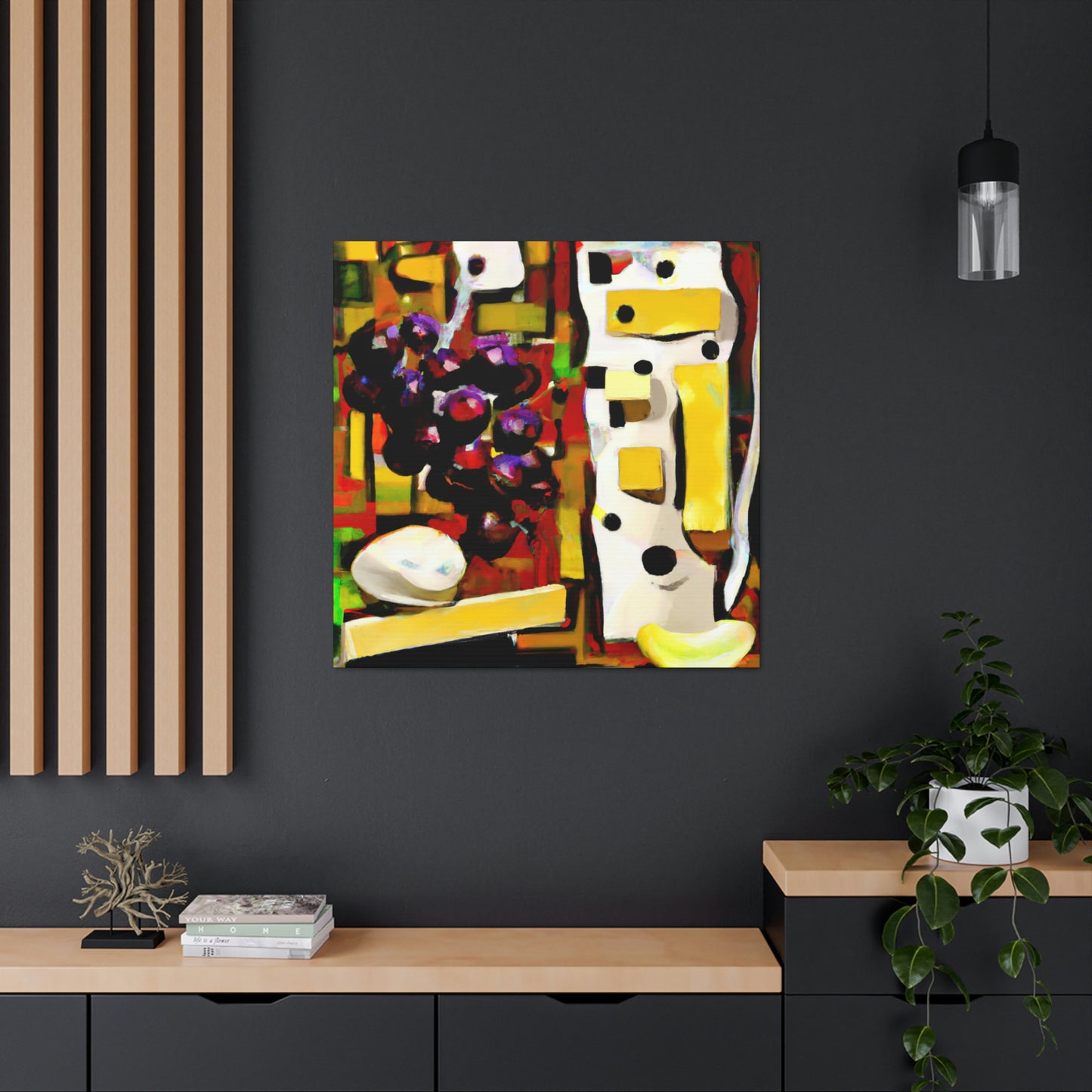 "Cheese and Grapes Collage" - Canvas