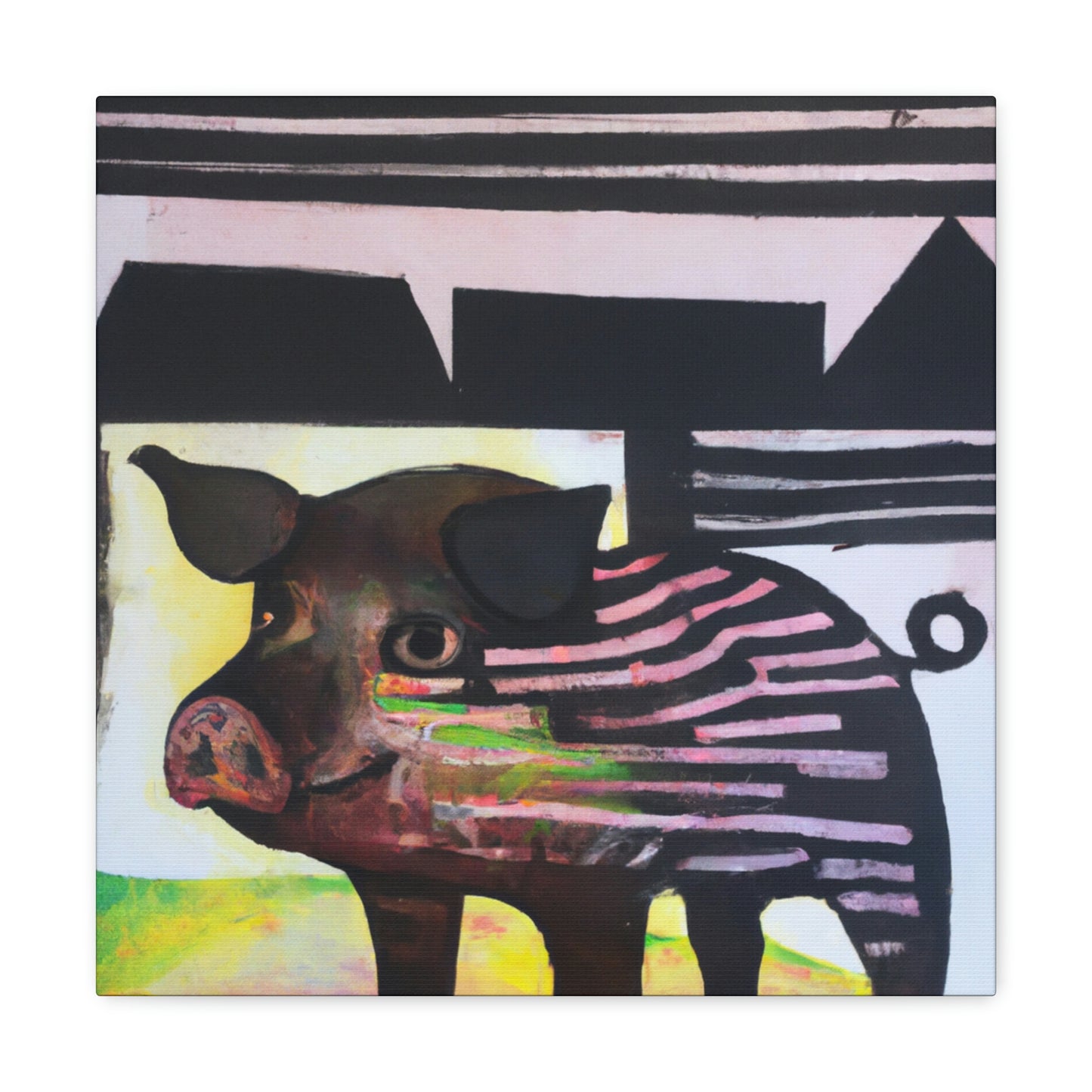 Pig in Pastel Hues - Canvas