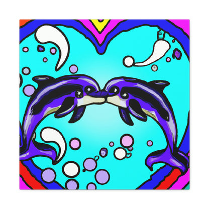 Loving Dolphin Pop Art - Canvas