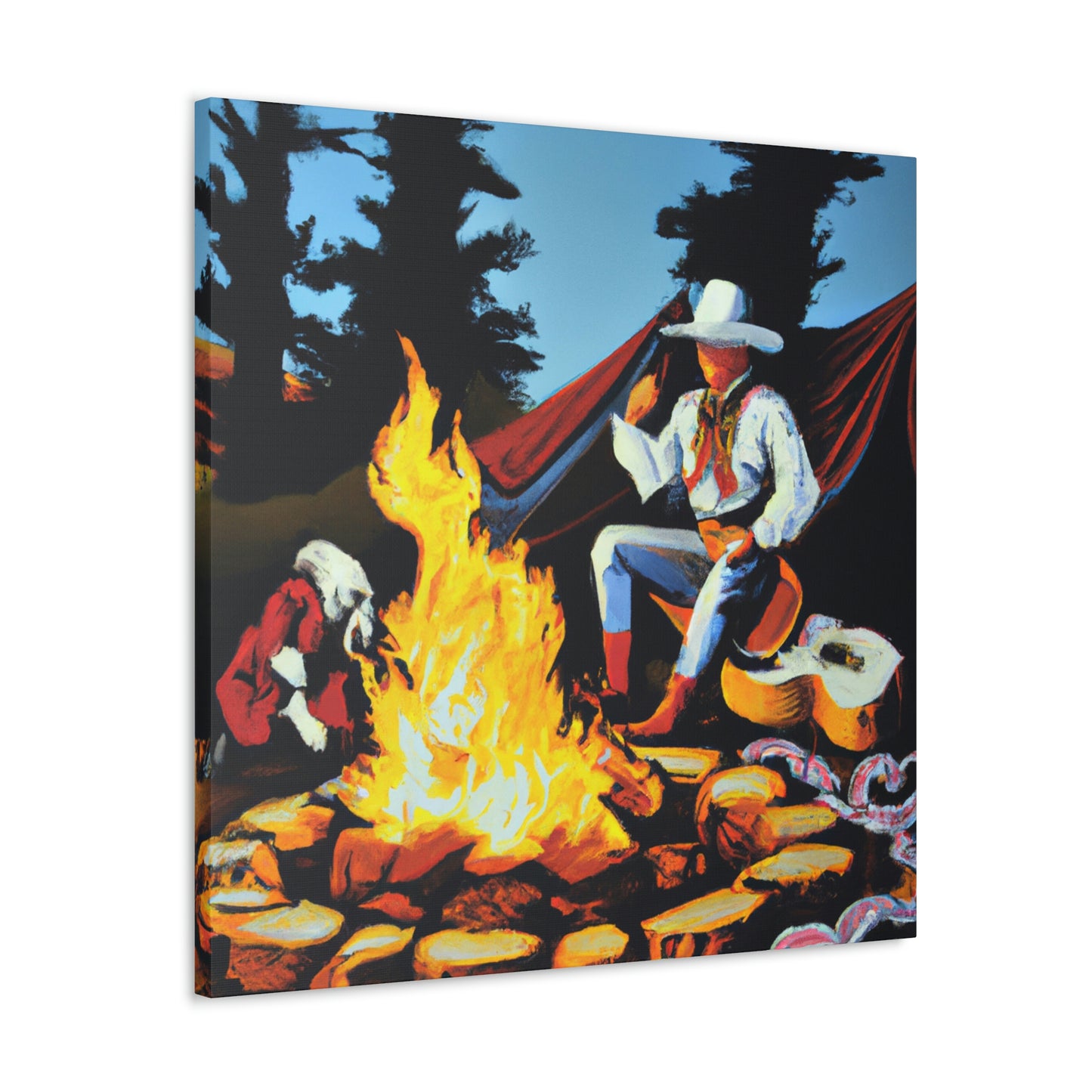 “Campfire in Moonlight". - Canvas