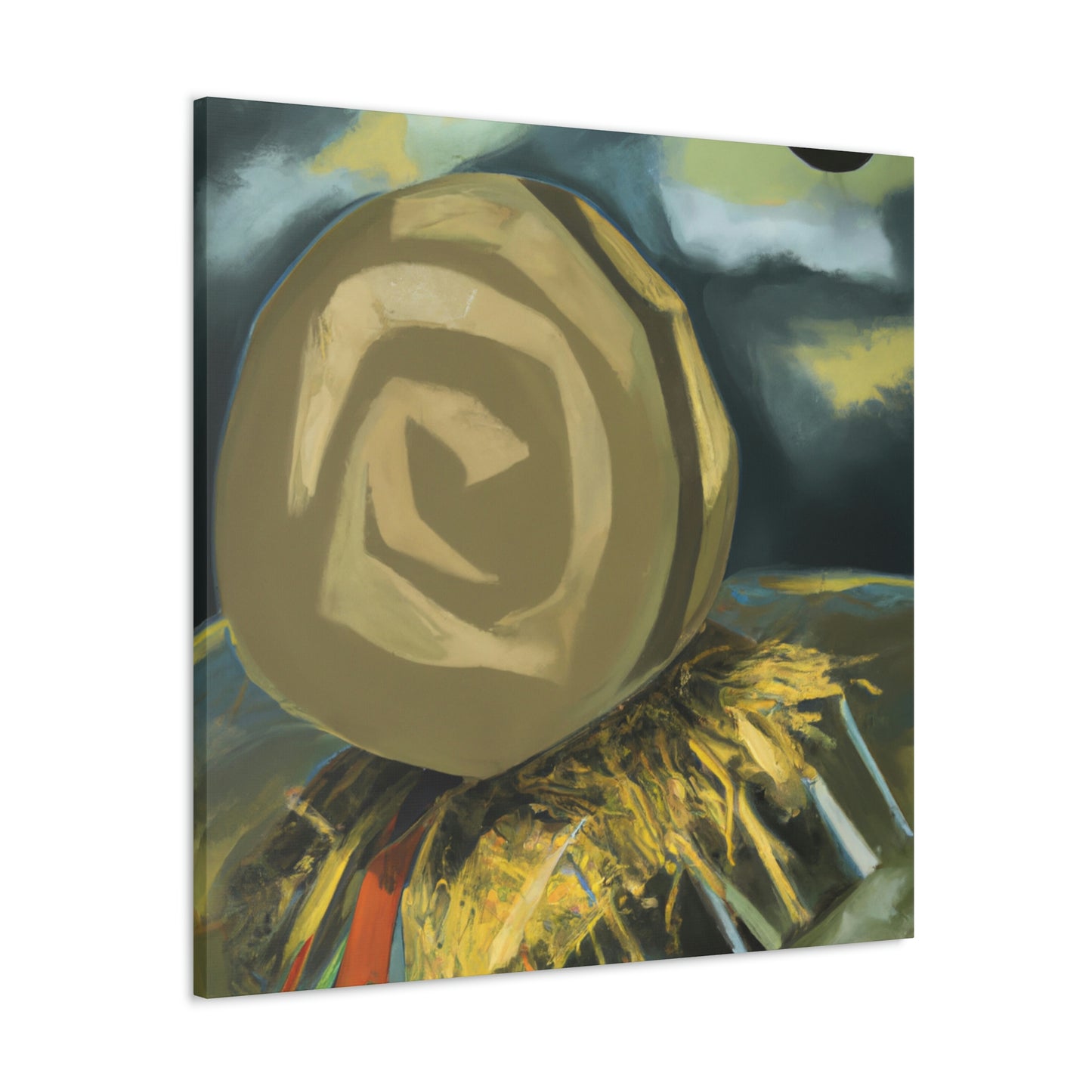 "Hay Bales in Moonlight" - Canvas