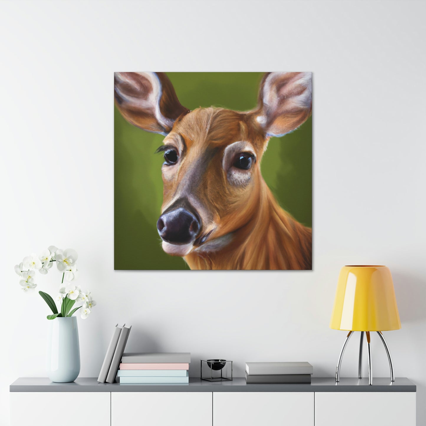 "Whitetail Deer in Snow" - Canvas