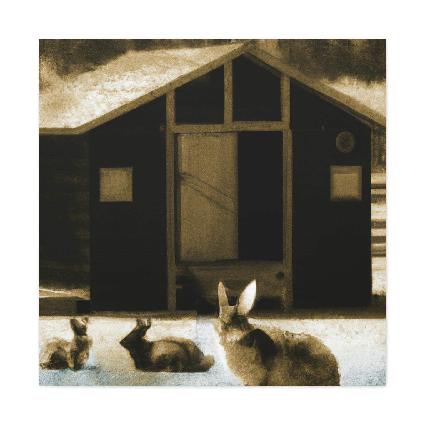 "Rabbits in Nature's Harmony" - Canvas