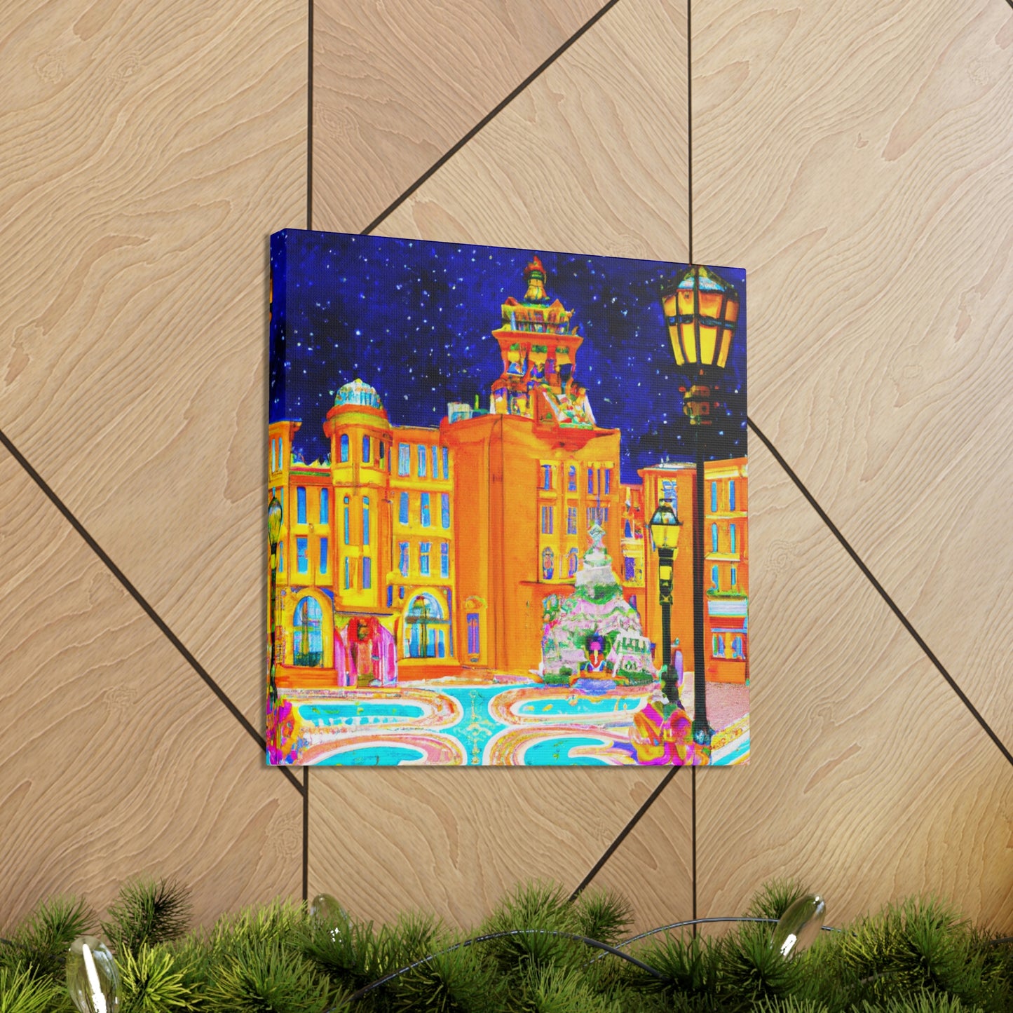 City Square in Moonlight - Canvas