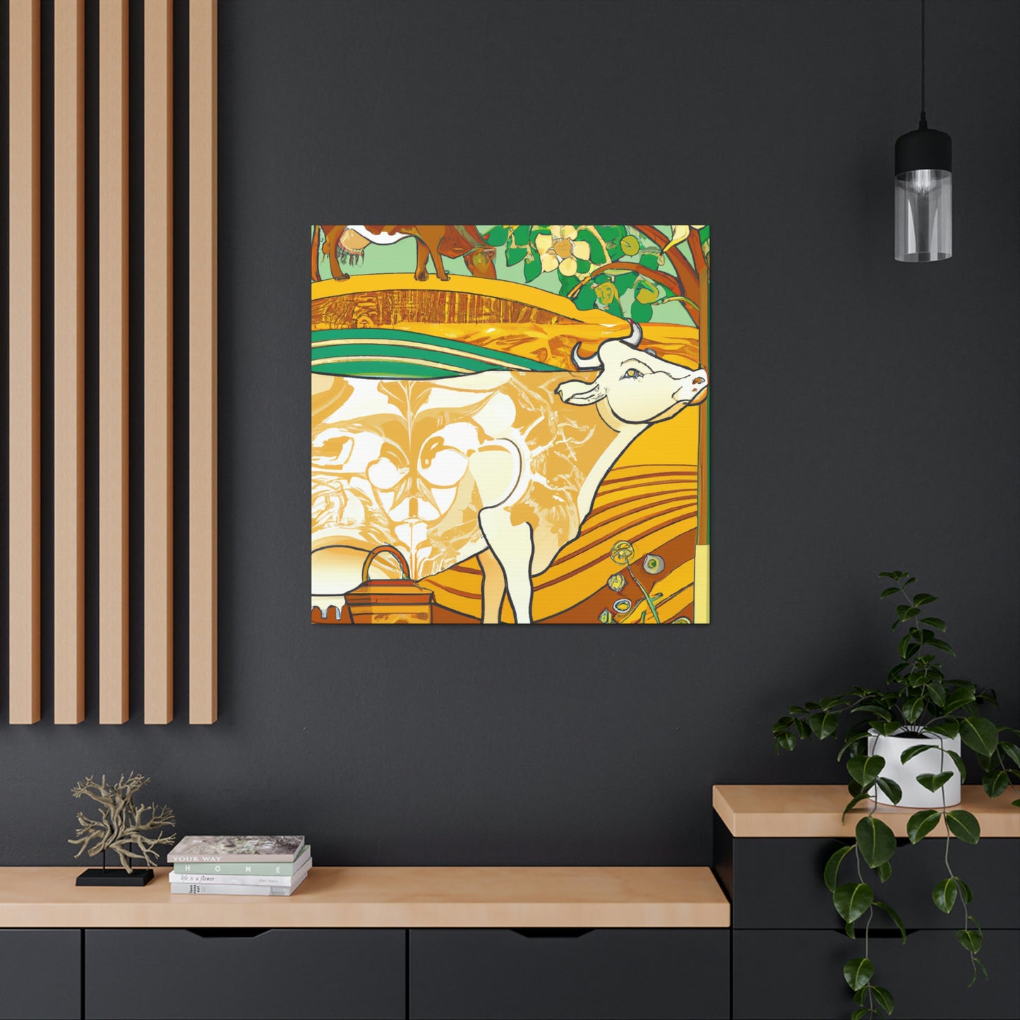 Mooing in Moonlight. - Canvas