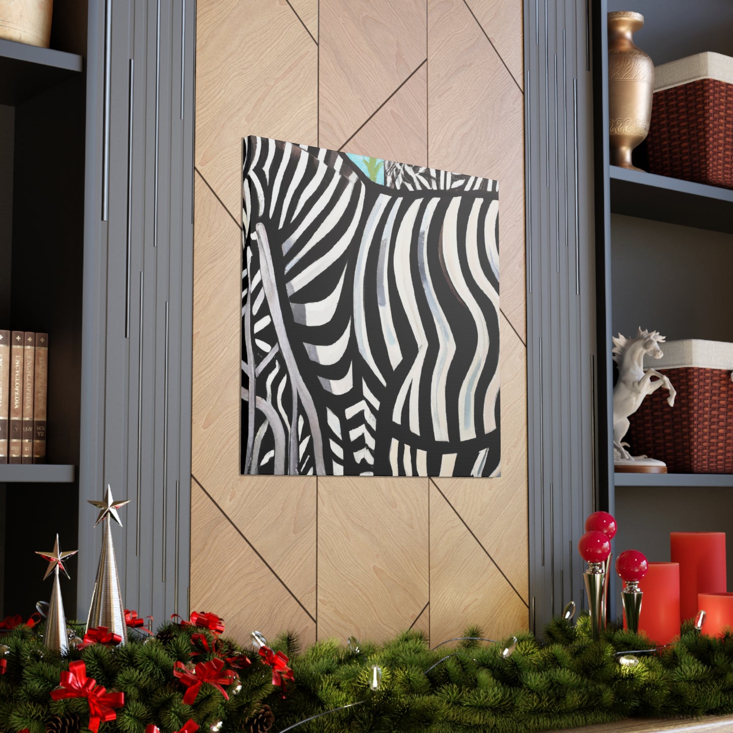 "Zebras Zooming Deco" - Canvas