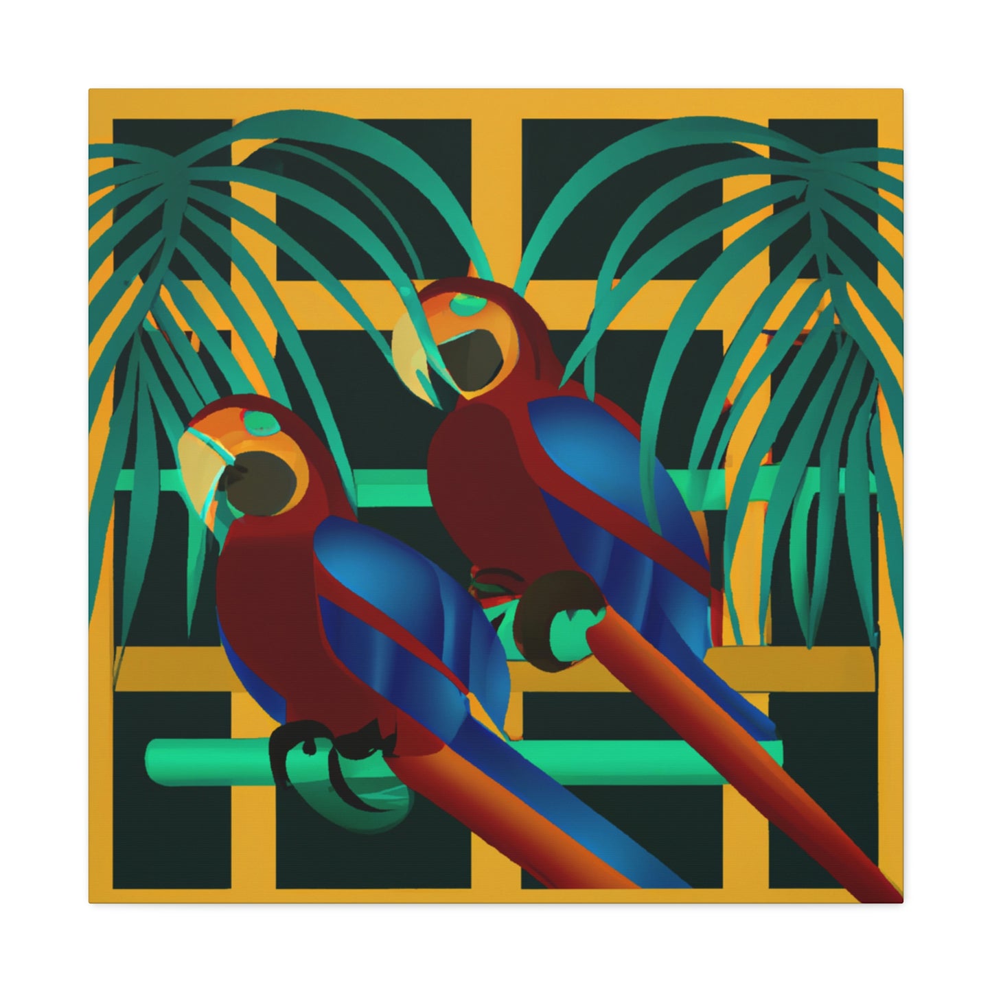 "Macaws in Neon Hues" - Canvas