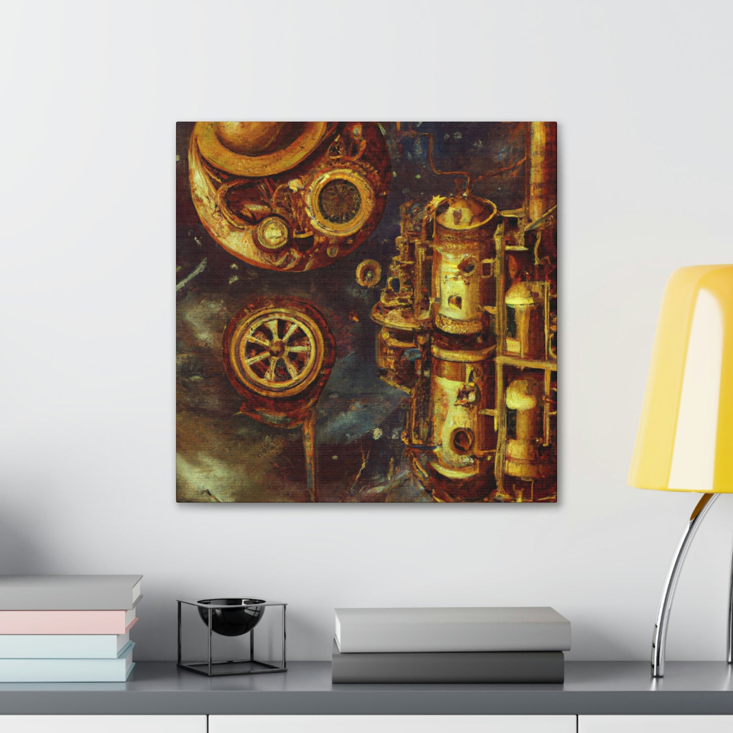 "Steampunk Space Station Dreams" - Canvas