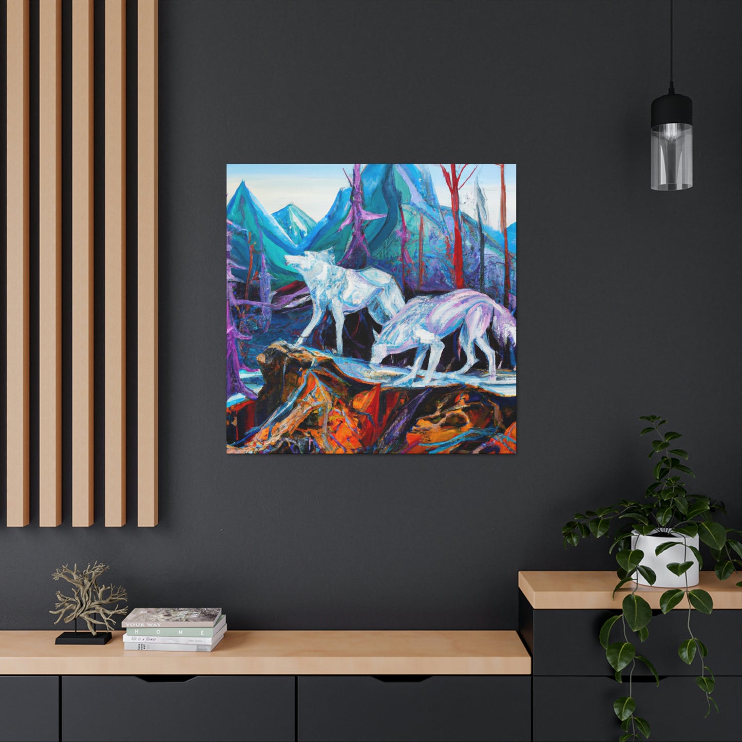 "Wolf at Midnight Glow" - Canvas