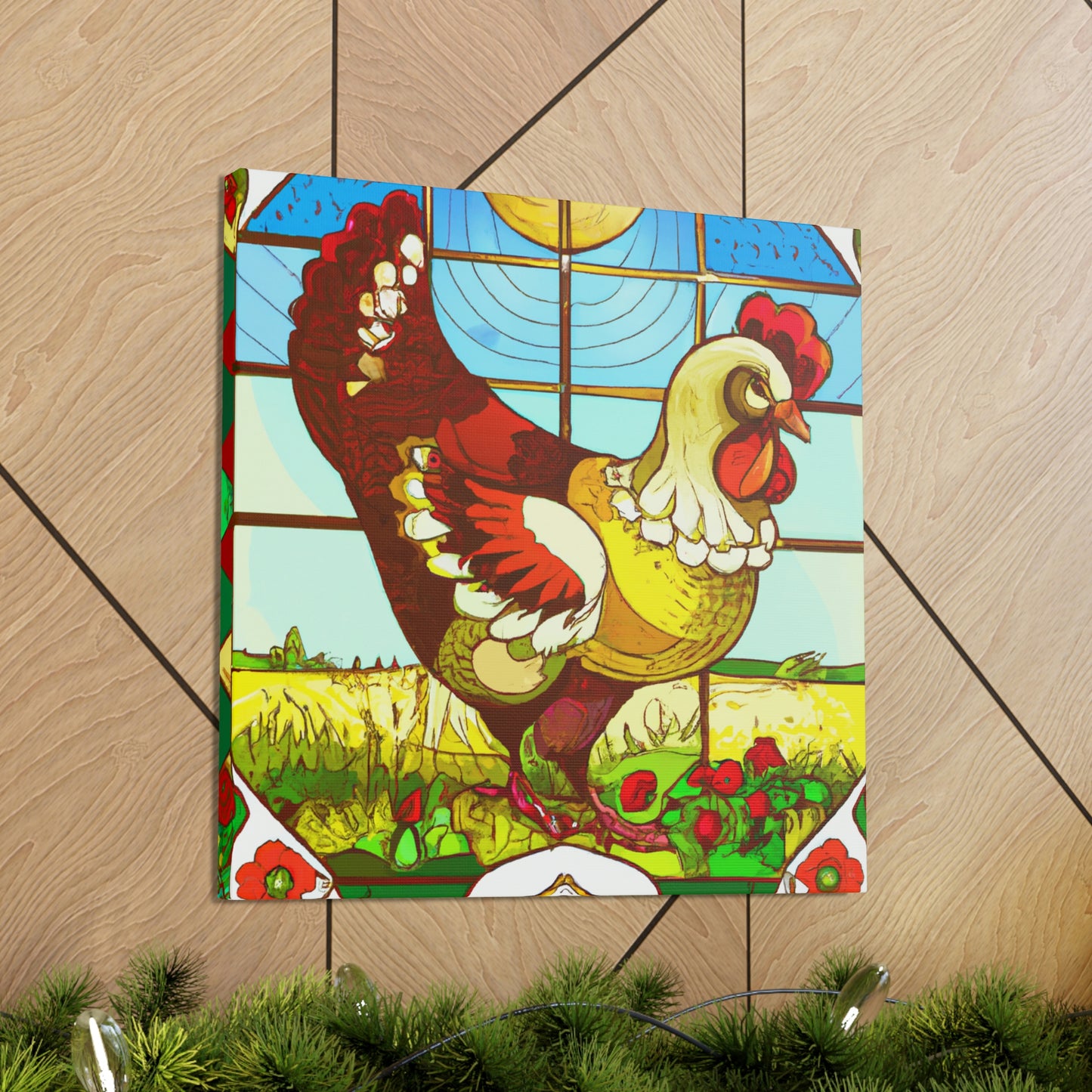 "Chickens in Art Nouveau" - Canvas