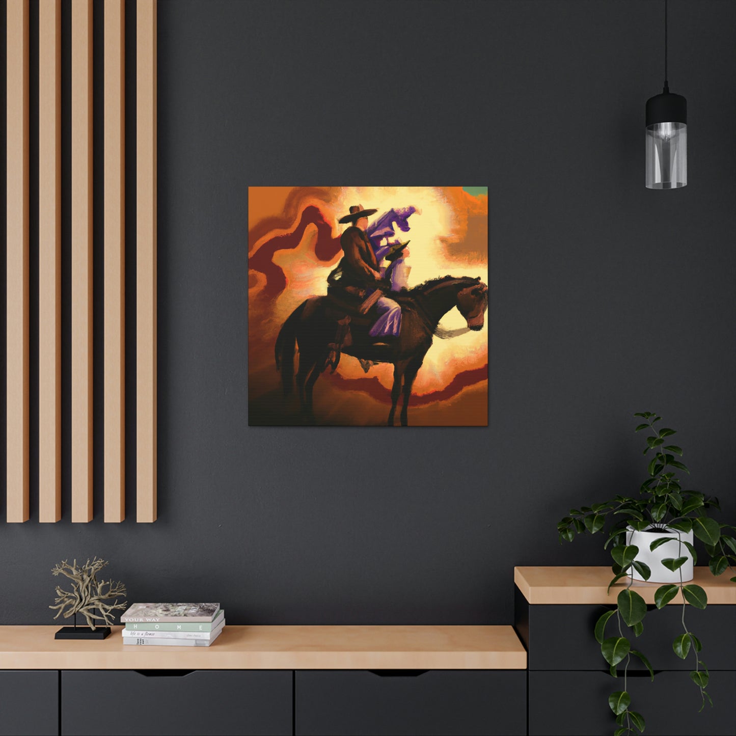 "Cowboy on Horseback Ride" - Canvas