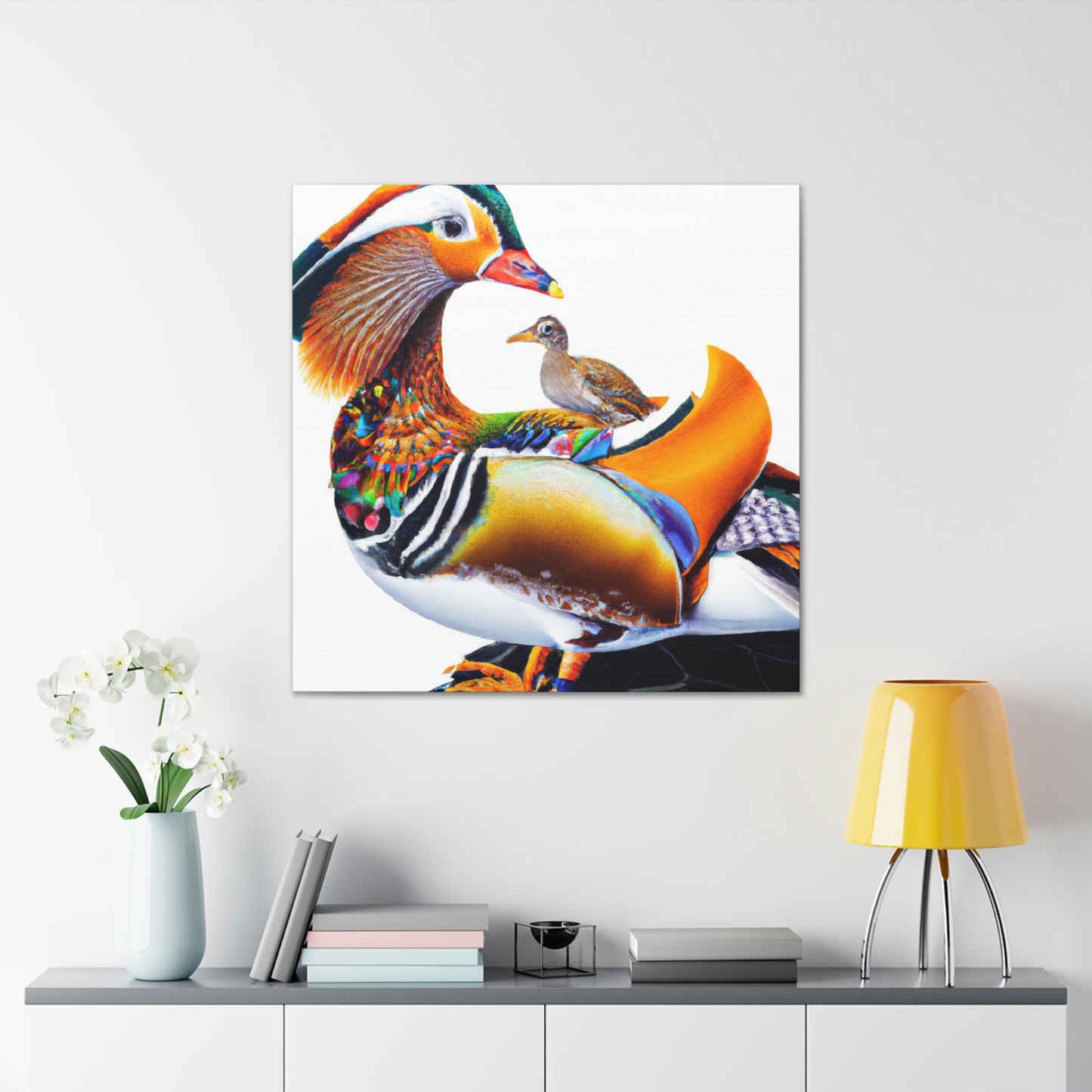 "Mandarin Ducks in Flight" - Canvas