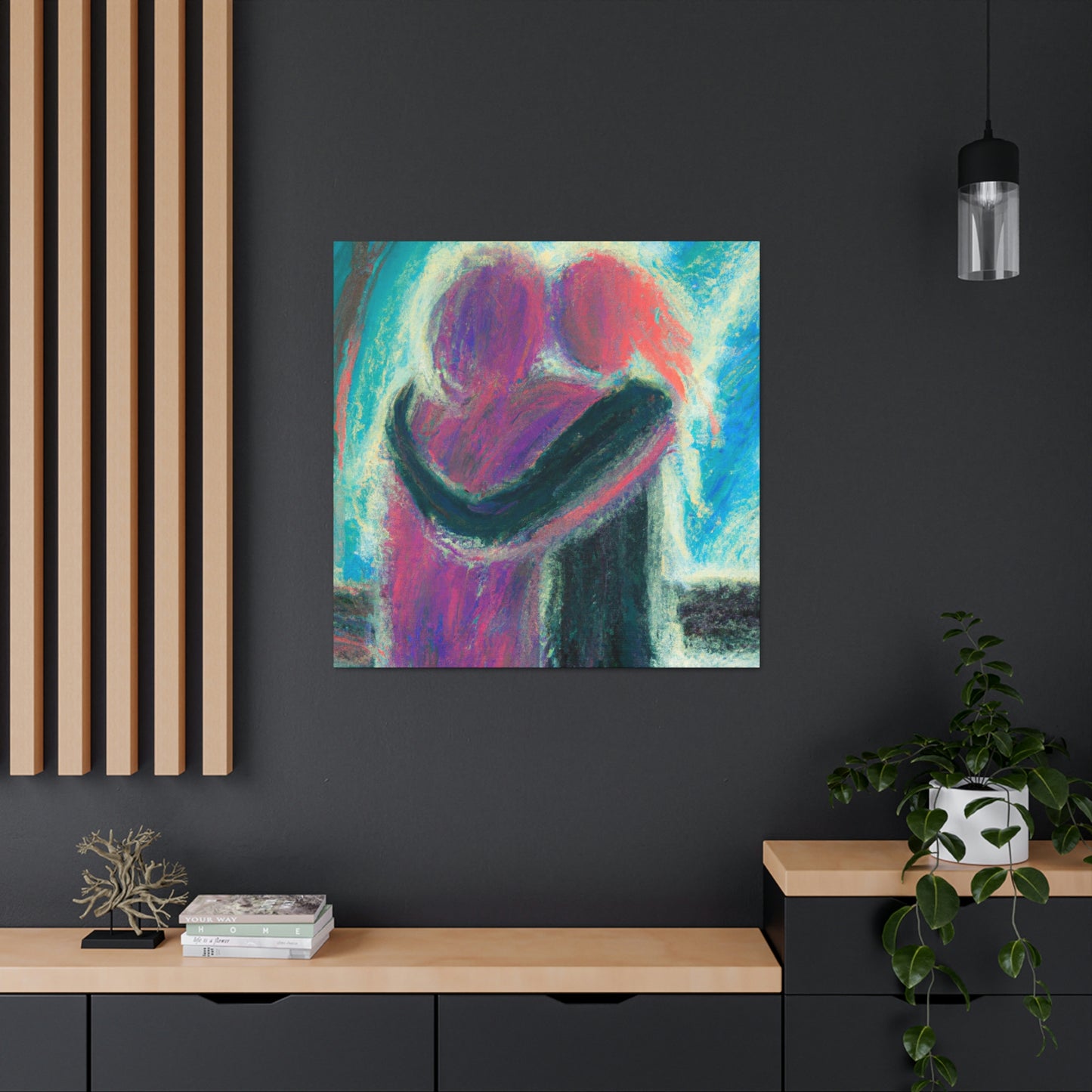 "Couples in Romantic Embrace" - Canvas