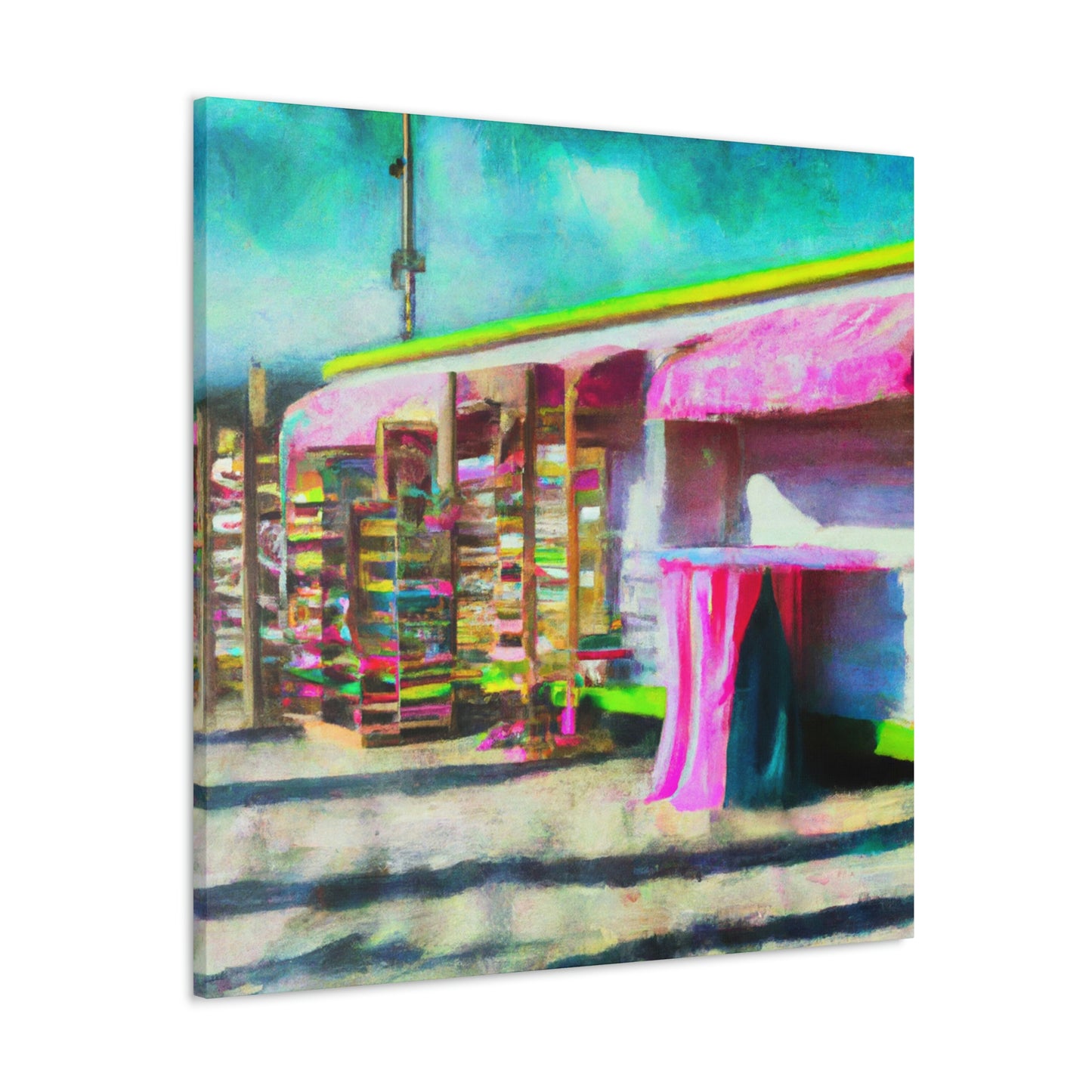 "Surreal Seaside Shops" - Canvas