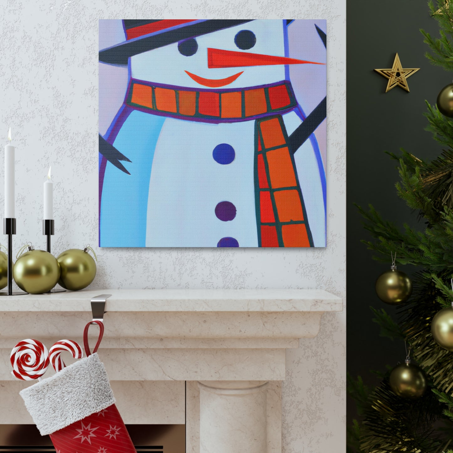 "Frosty Art Deco Snowman" - Canvas