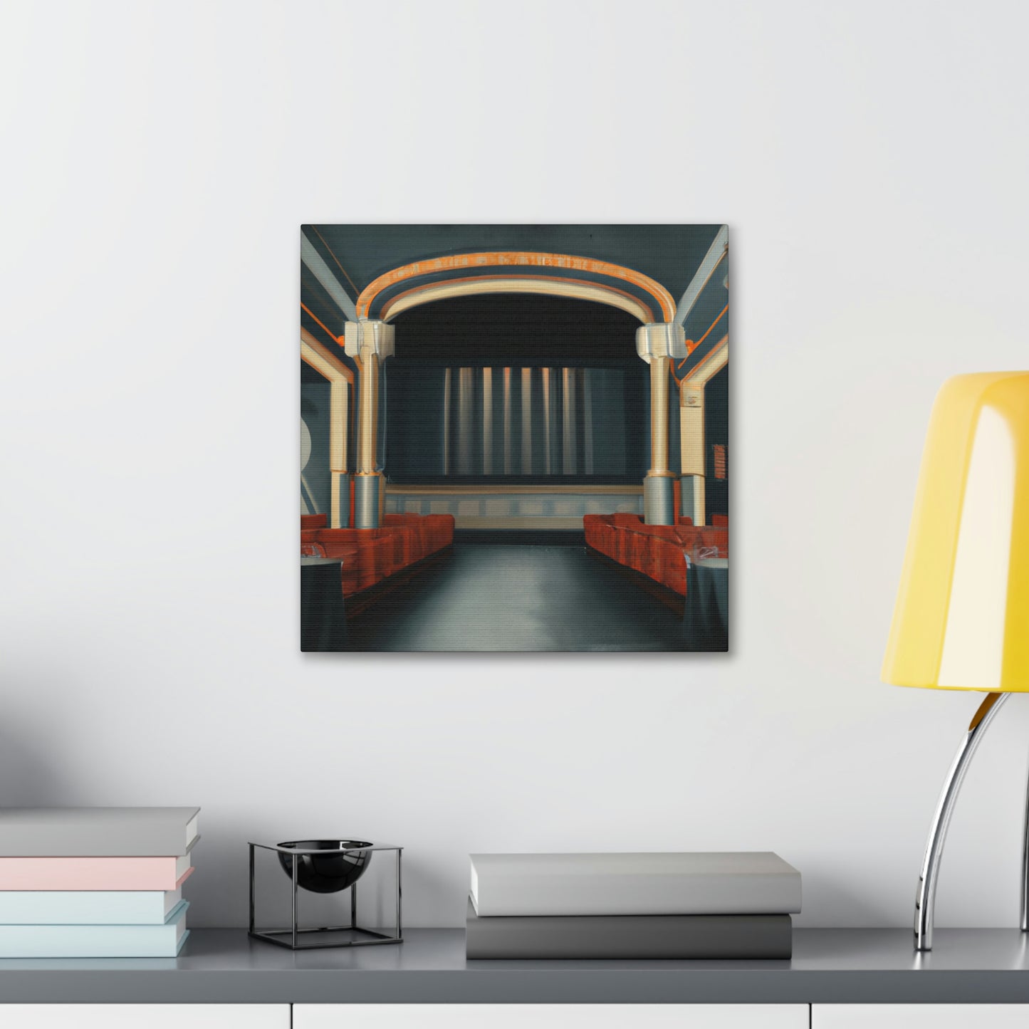 "Vintage Movie Theater Scene" - Canvas