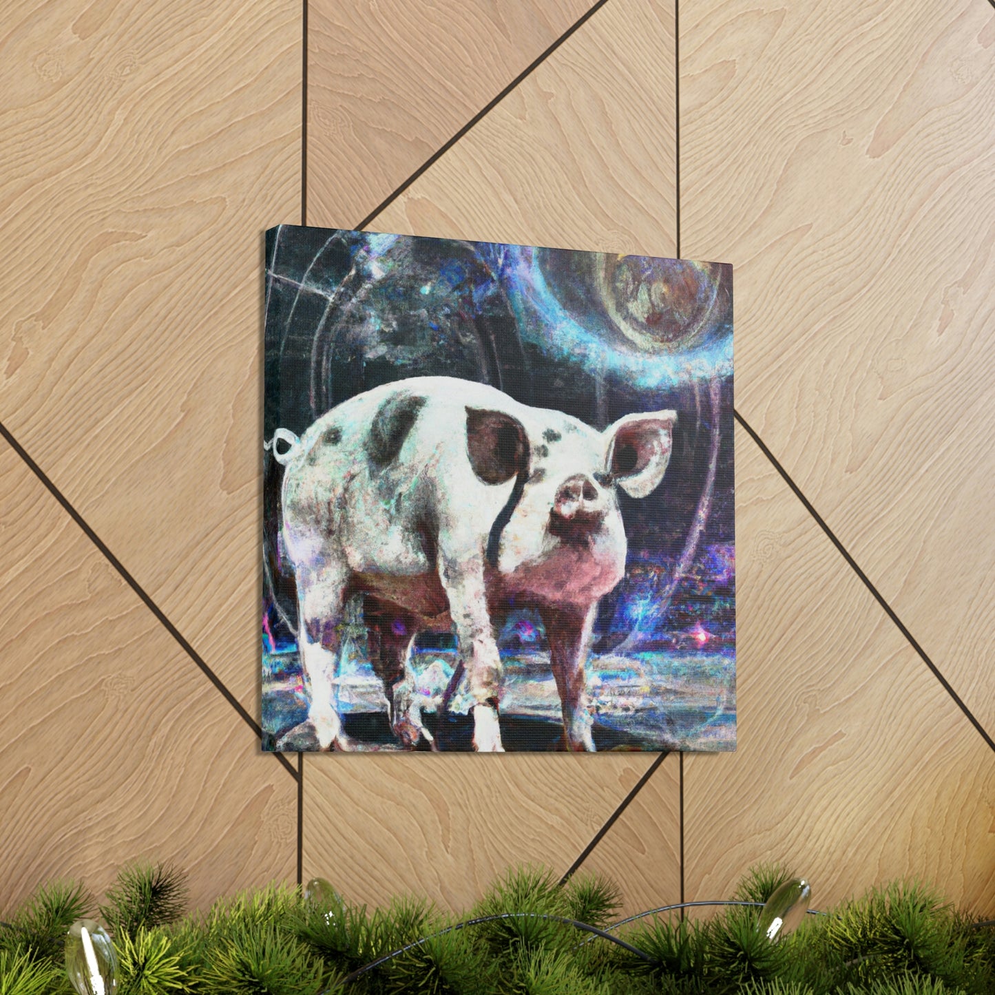 "Pot-Bellied Pig Dreamscape" - Canvas