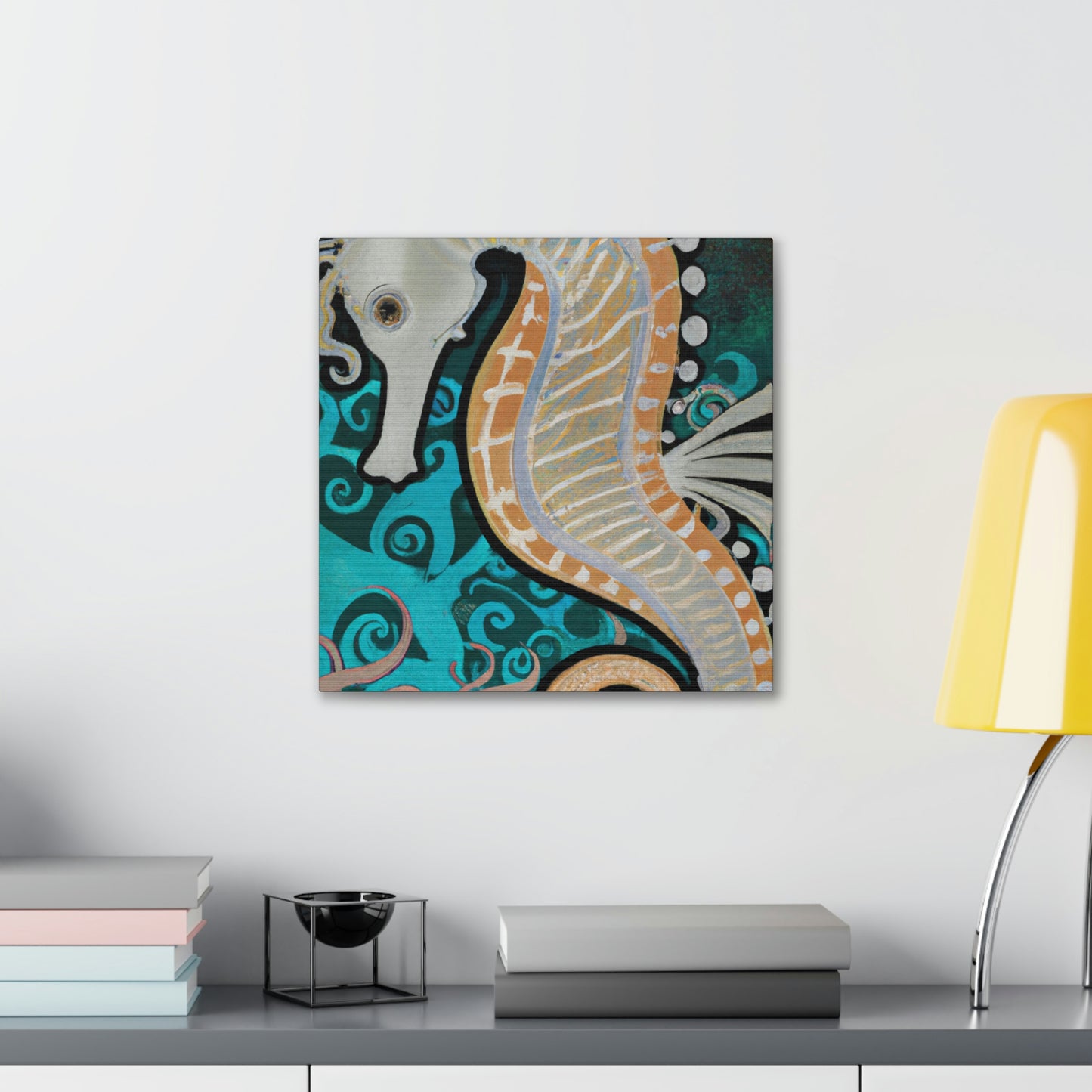 "Seahorse Art Deco Dream" - Canvas