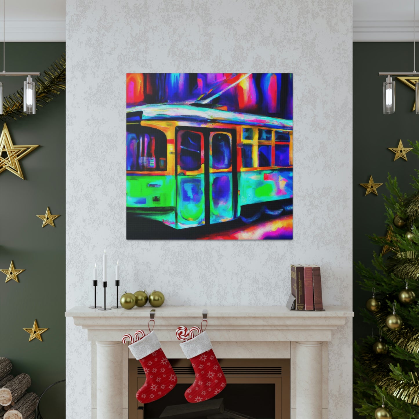 "Trams at Sunset Glowing" - Canvas