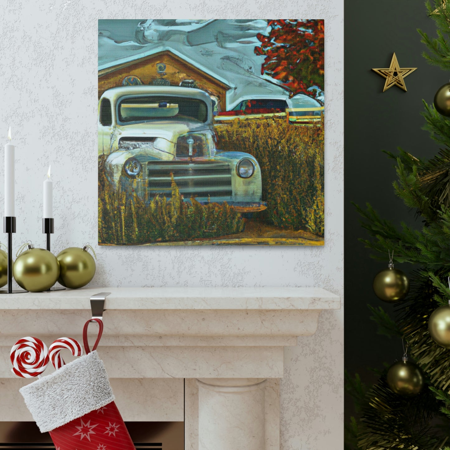 "Rustic Retreat Truckscape" - Canvas