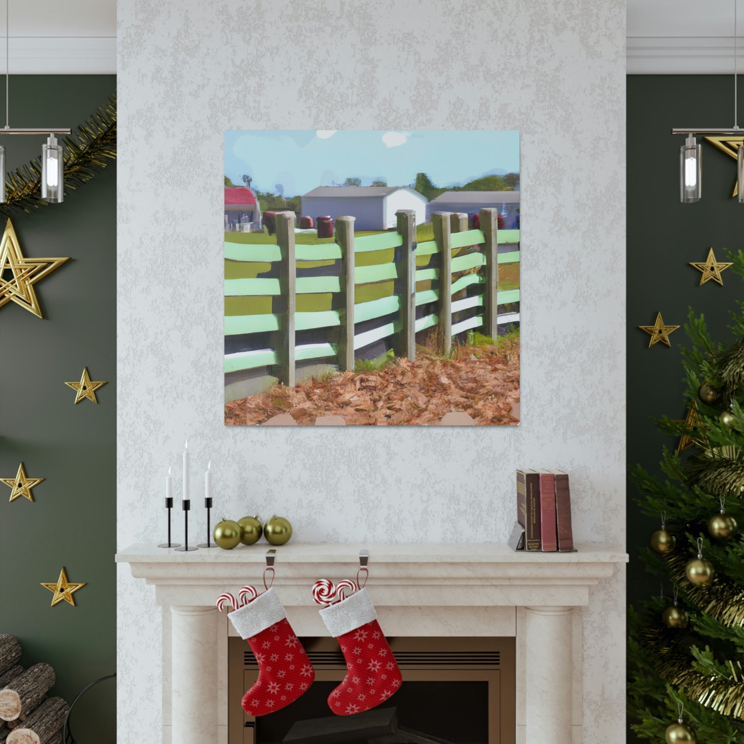 "Barnyard Fence Bouquet" - Canvas