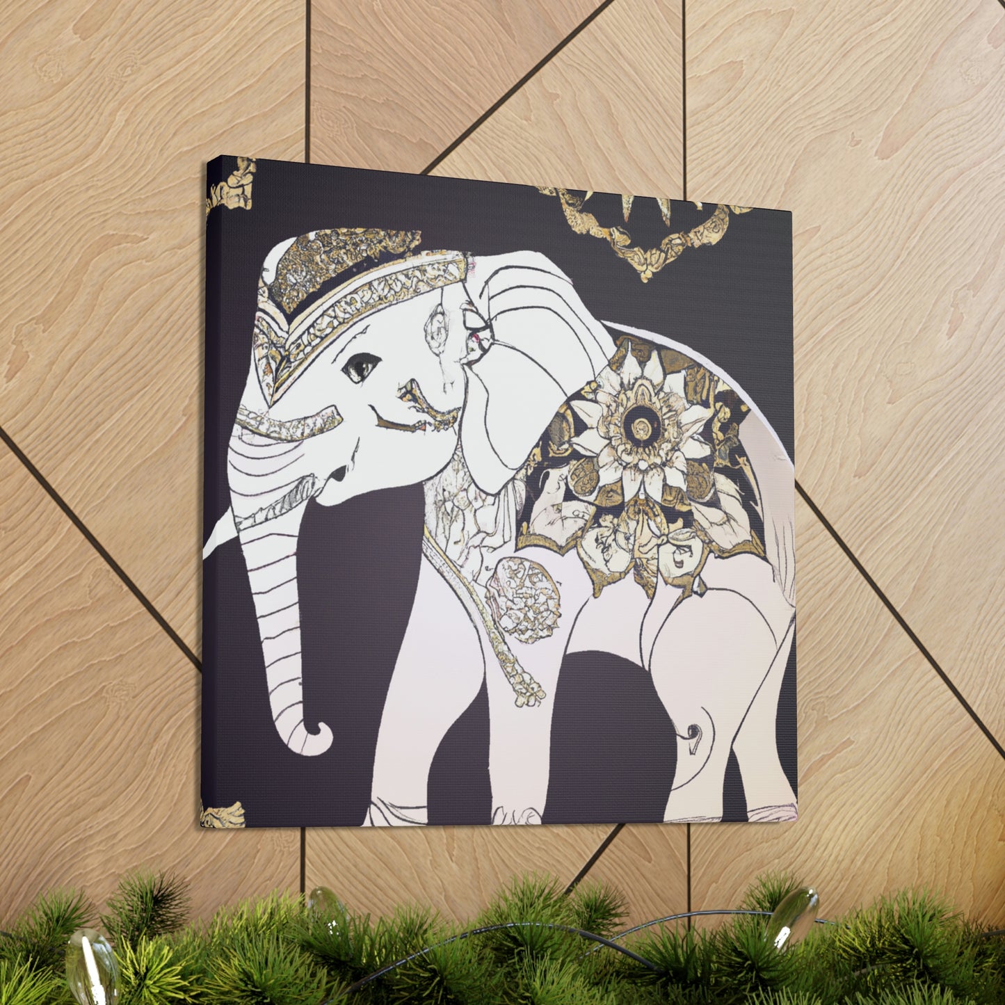 Gilded Indian Elephant. - Canvas