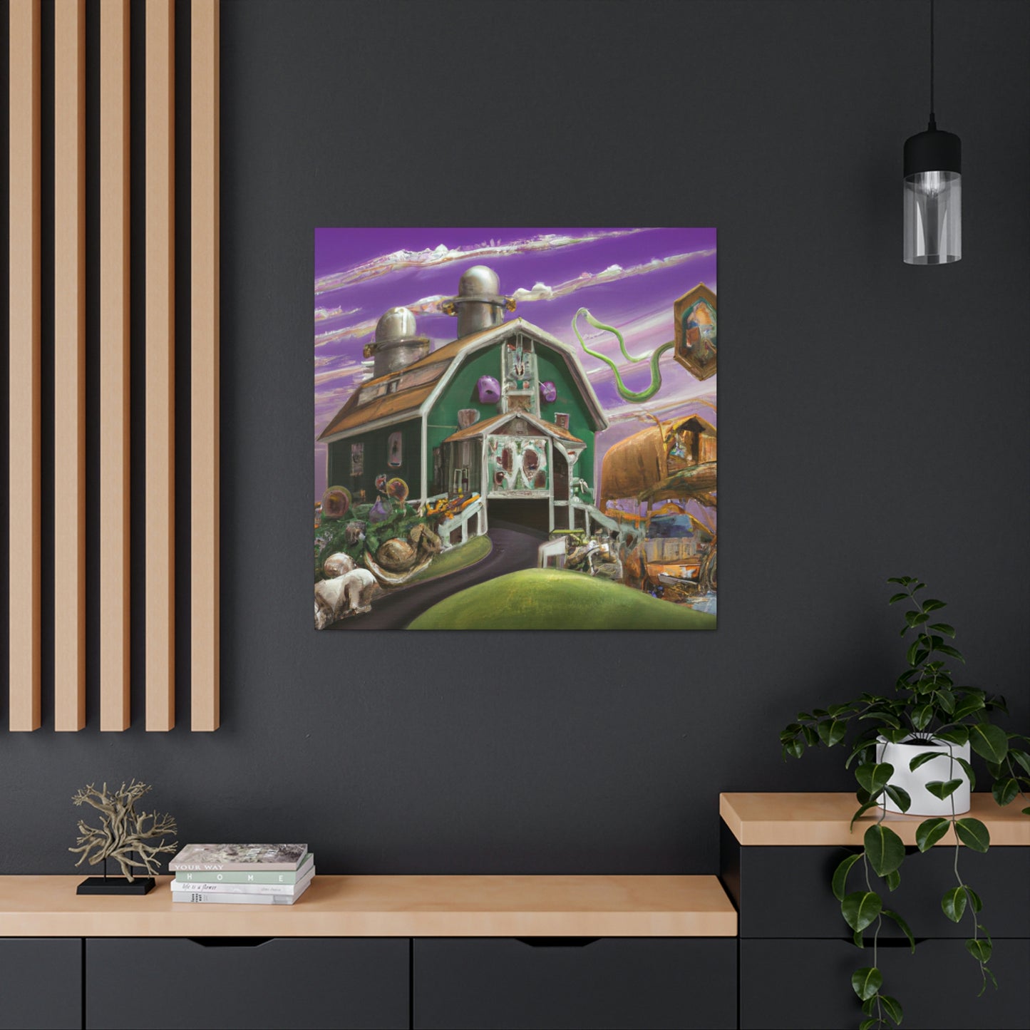 "Barn at Twilight Dreamscape" - Canvas