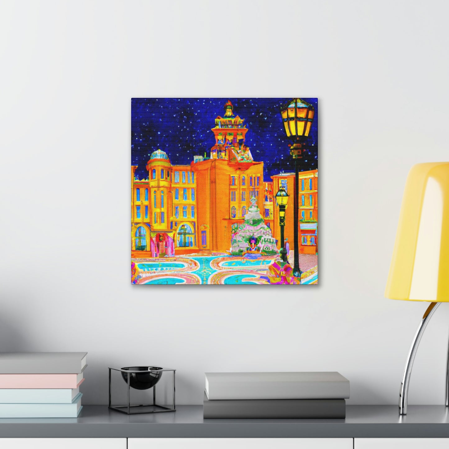 City Square in Moonlight - Canvas