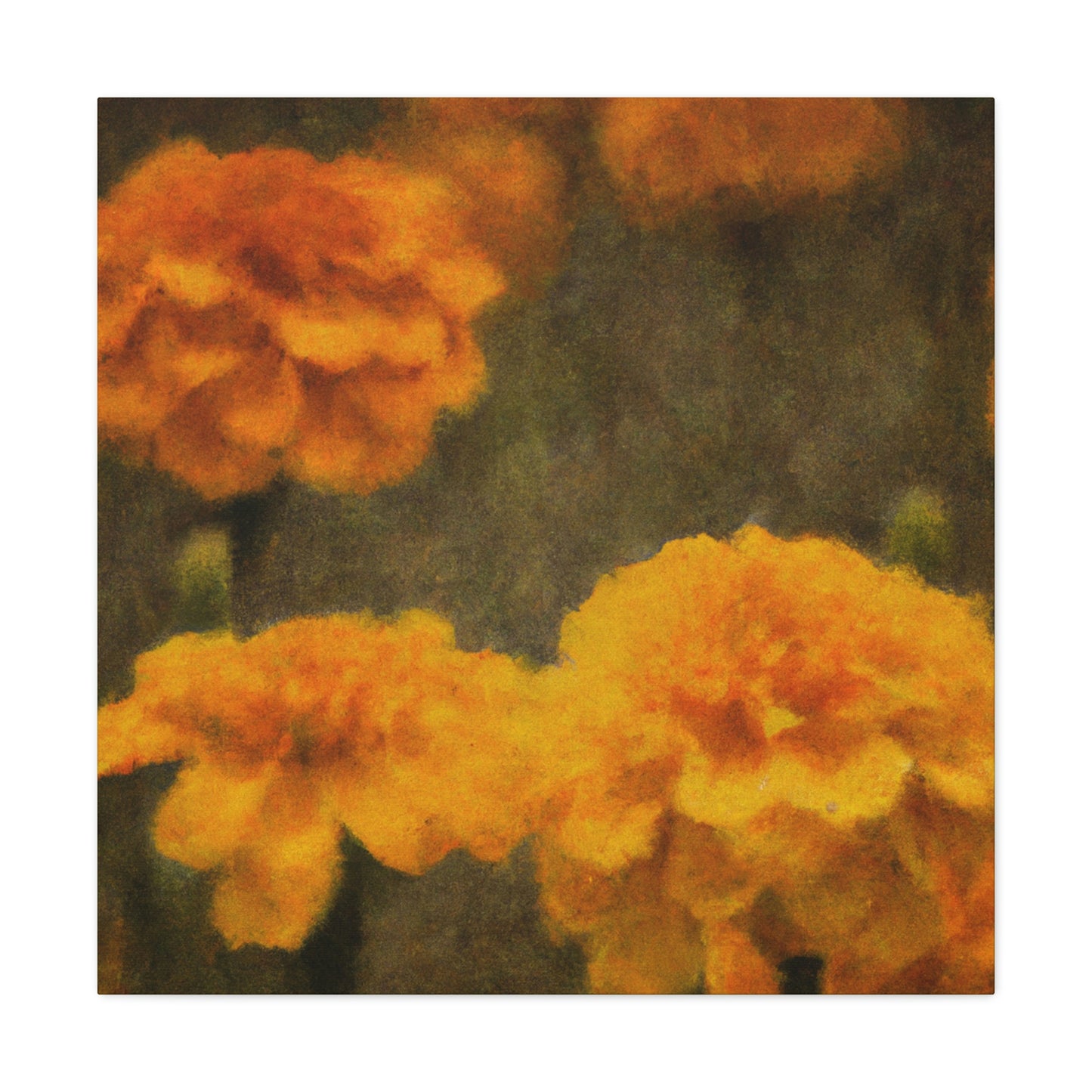 "Marigolds in Digital Embrace" - Canvas