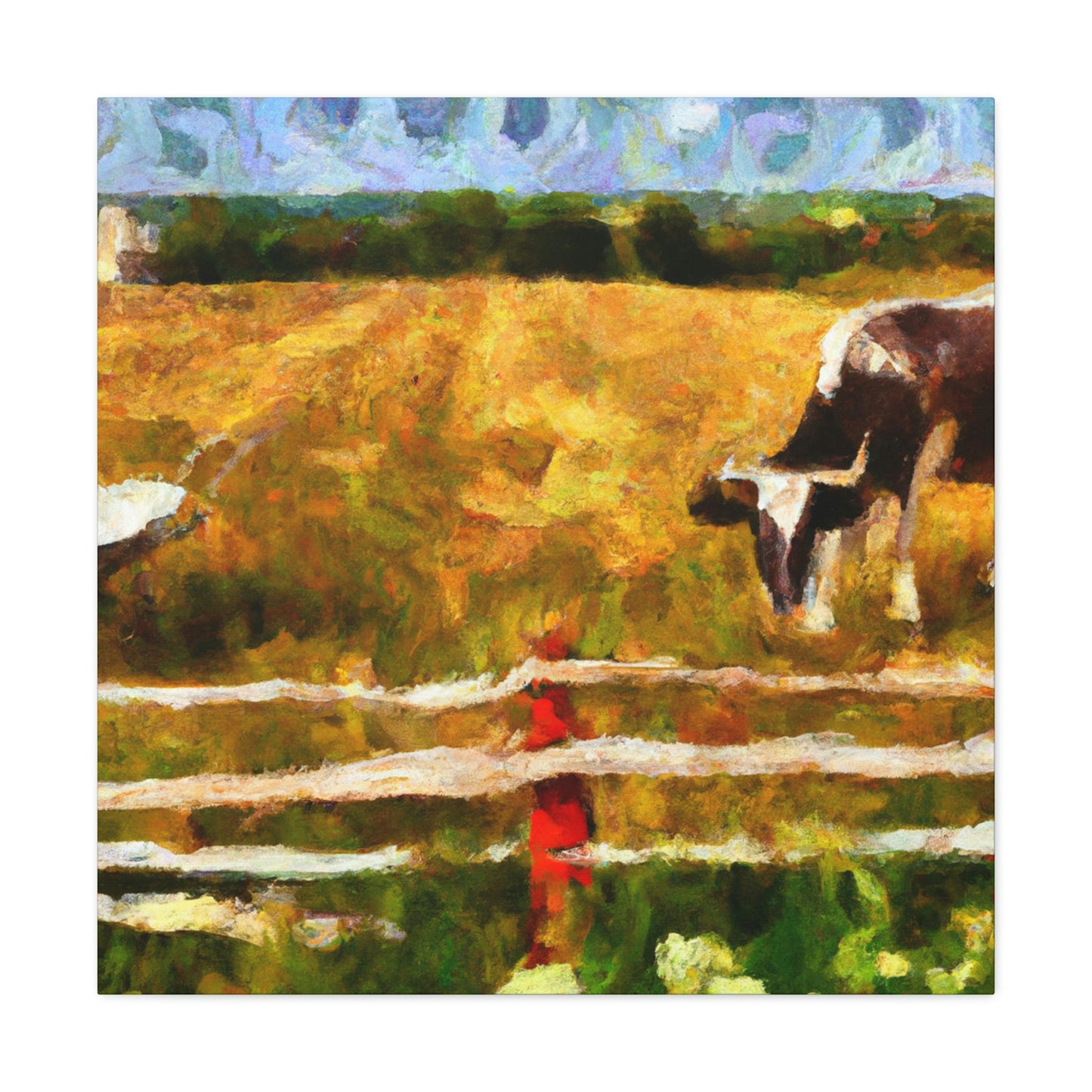 Cow On Pastureland - Canvas