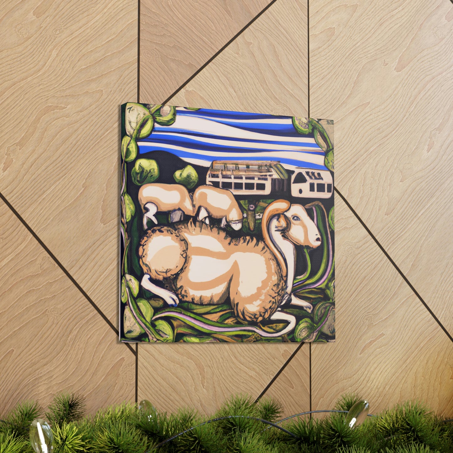 Sheep in Jamunarose - Canvas