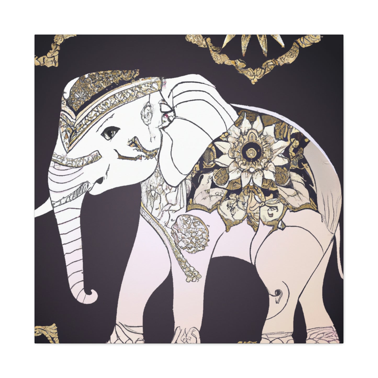 Gilded Indian Elephant. - Canvas