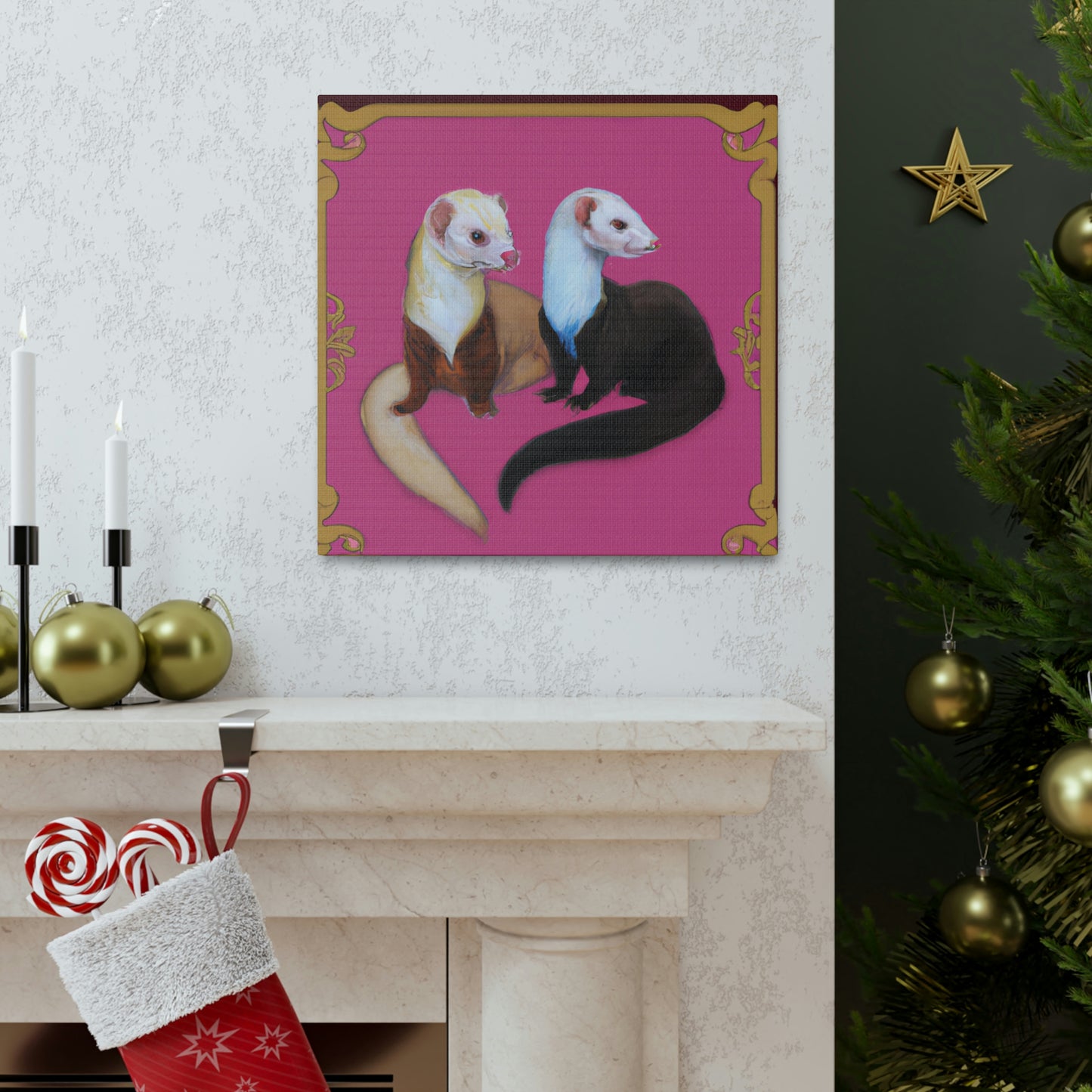 Ferrets in Art Deco - Canvas