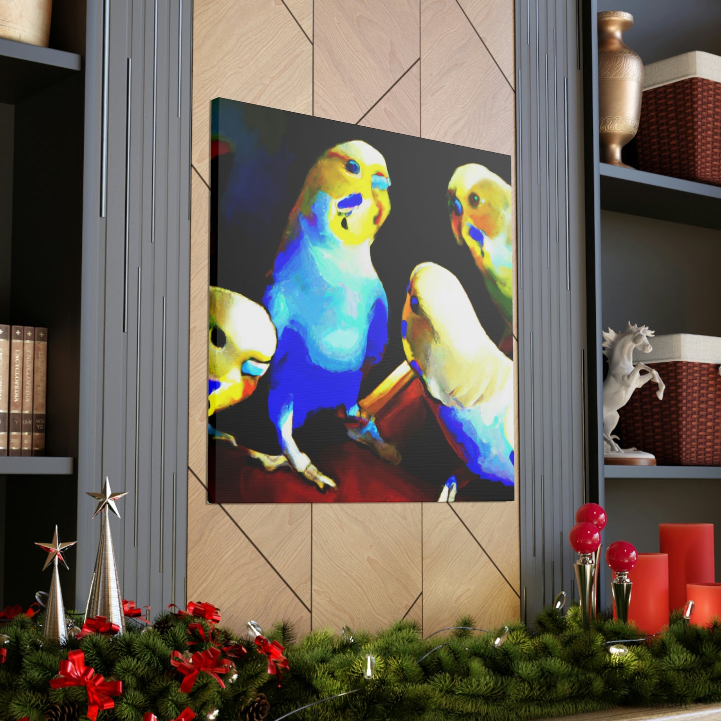 Parakeets in Deco - Canvas