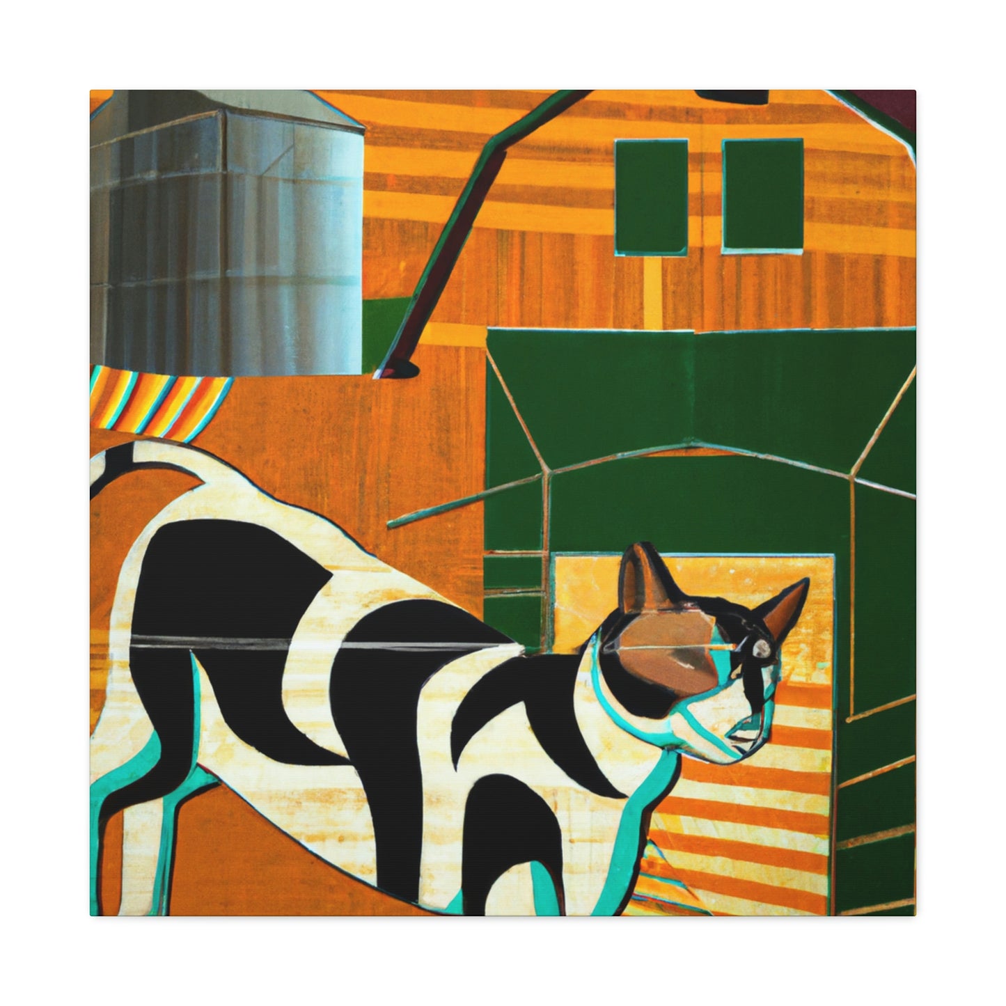 "Barn Cat Art Deco" - Canvas