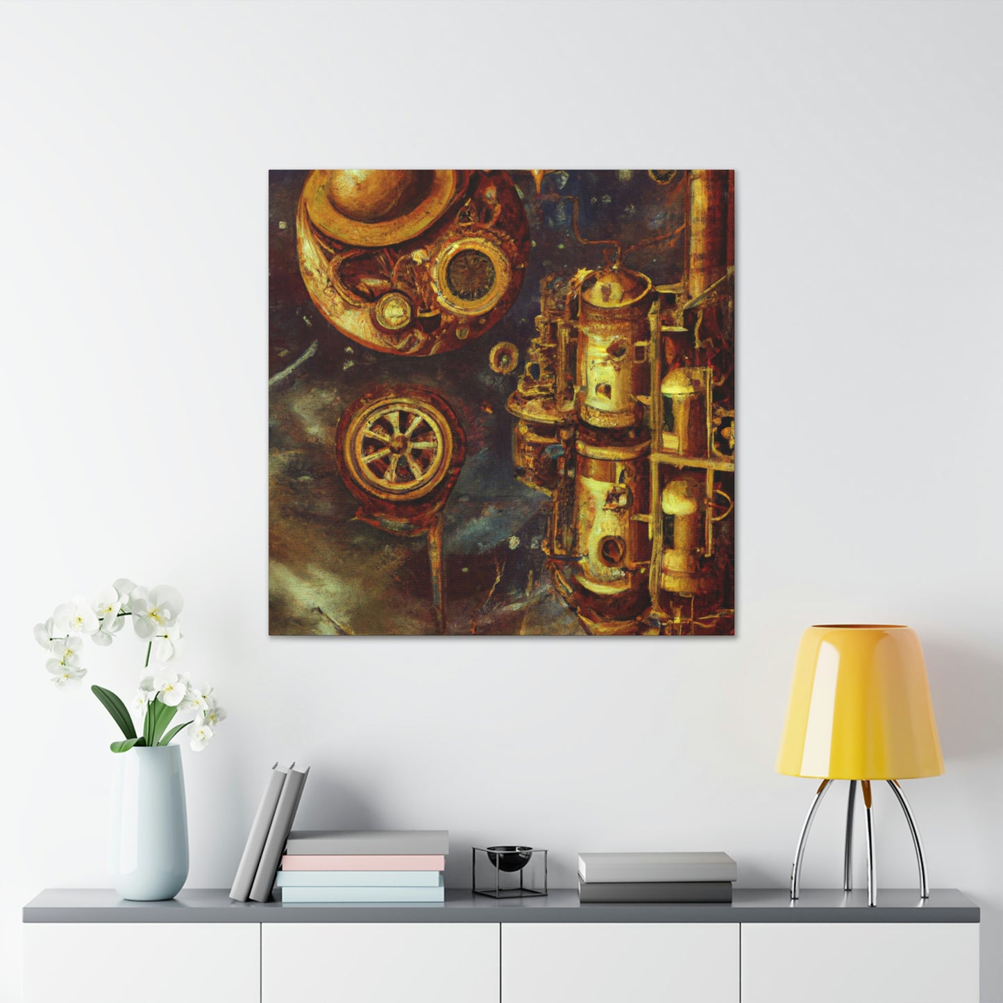 "Steampunk Space Station Dreams" - Canvas