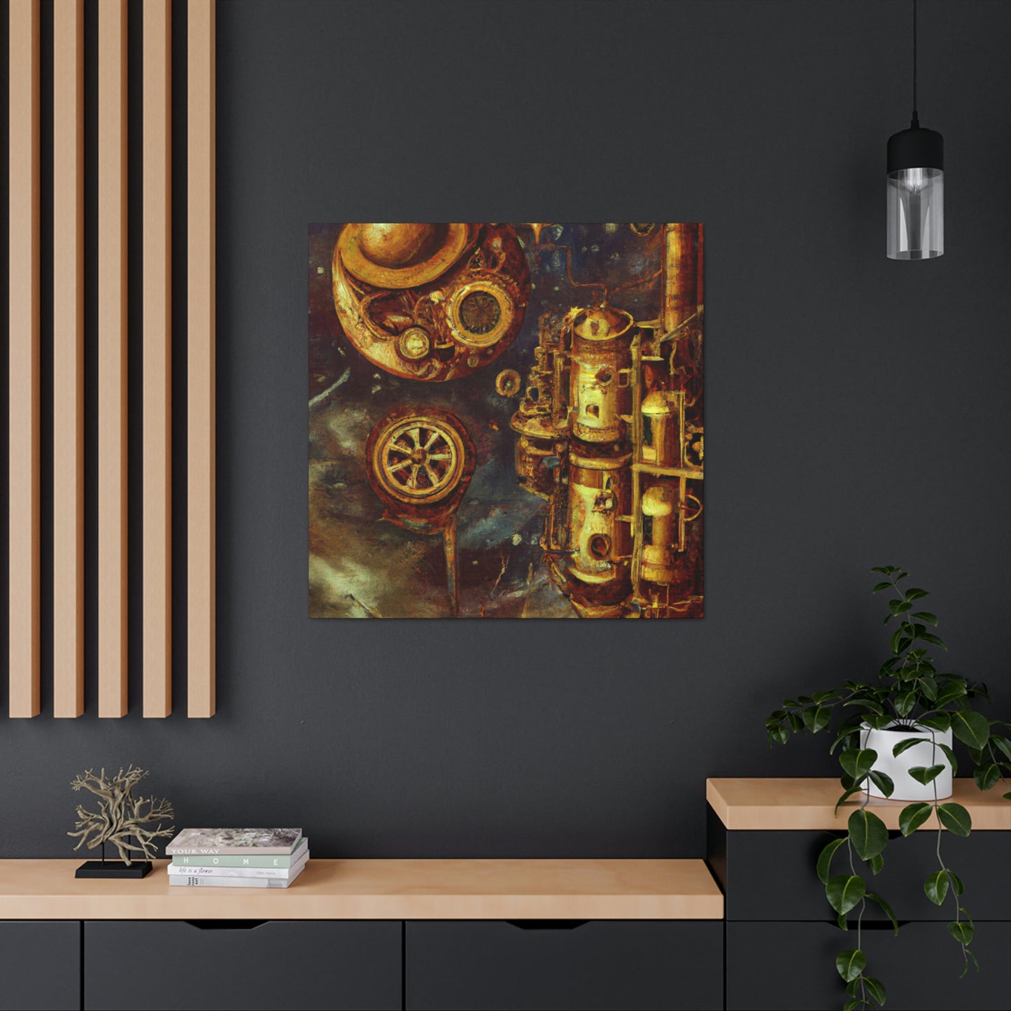 "Steampunk Space Station Dreams" - Canvas