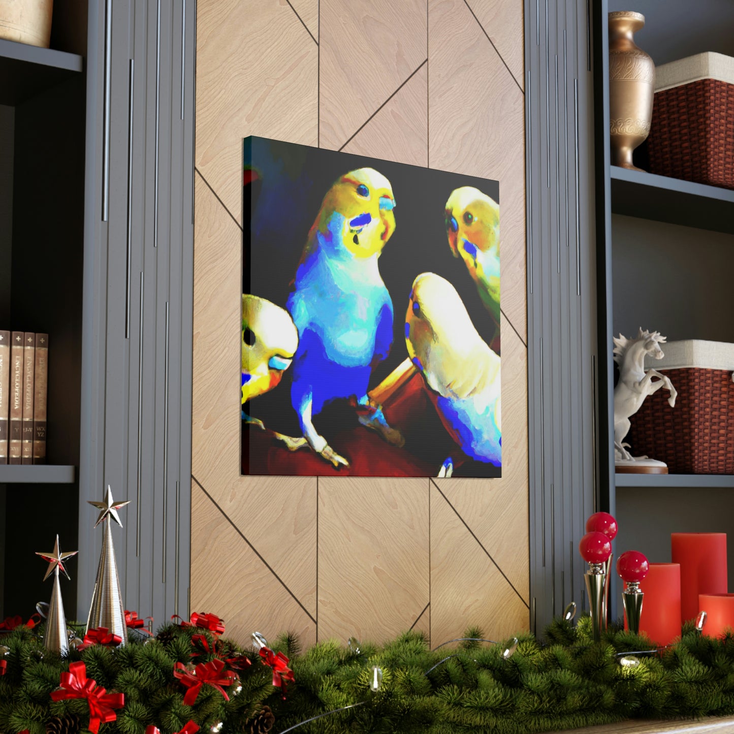 Parakeets in Deco - Canvas