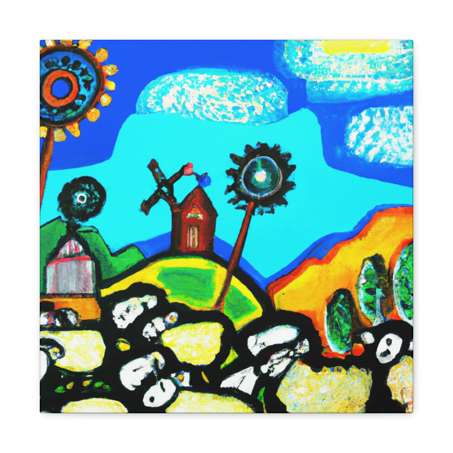 Sheep in Pastoral Scene - Canvas