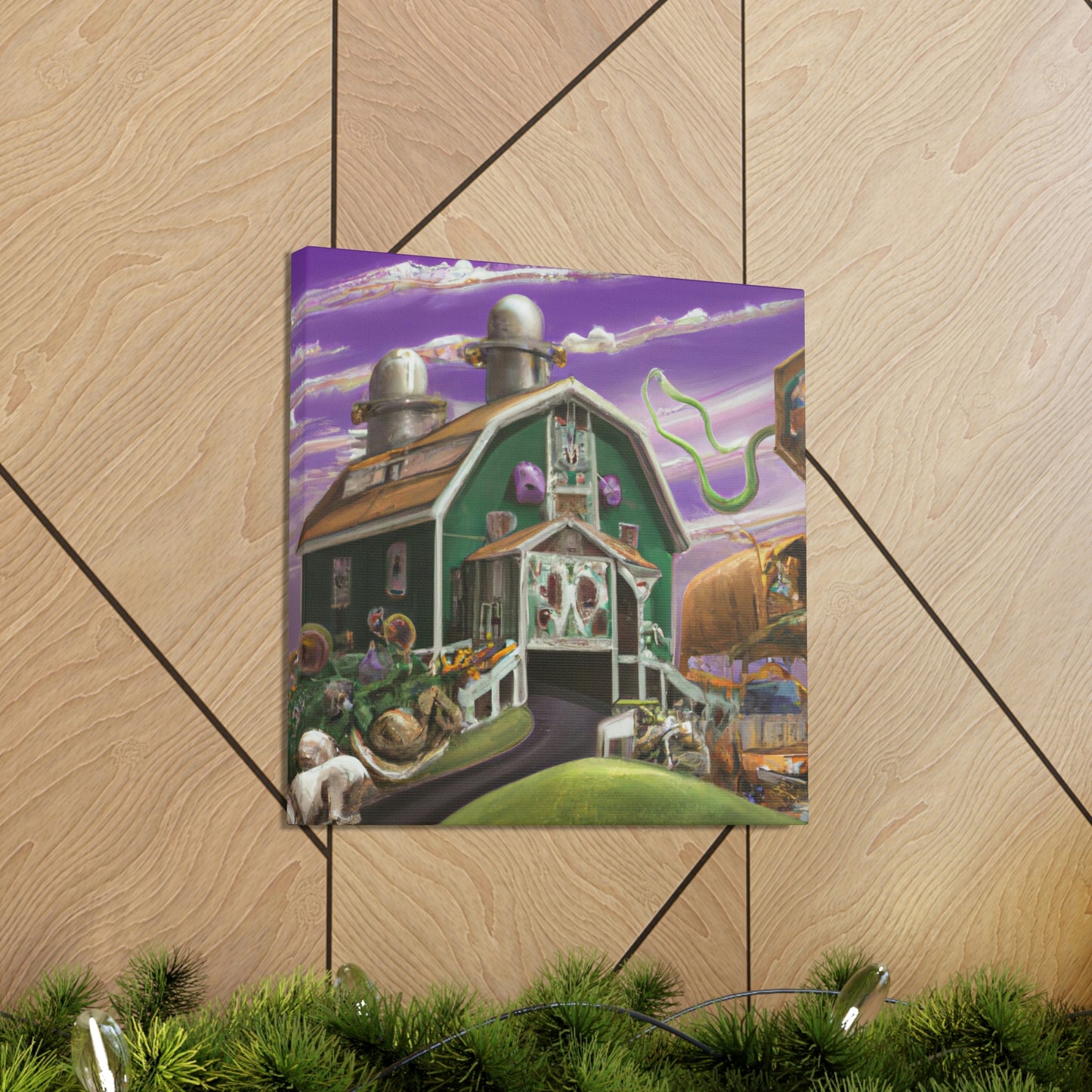 "Barn at Twilight Dreamscape" - Canvas