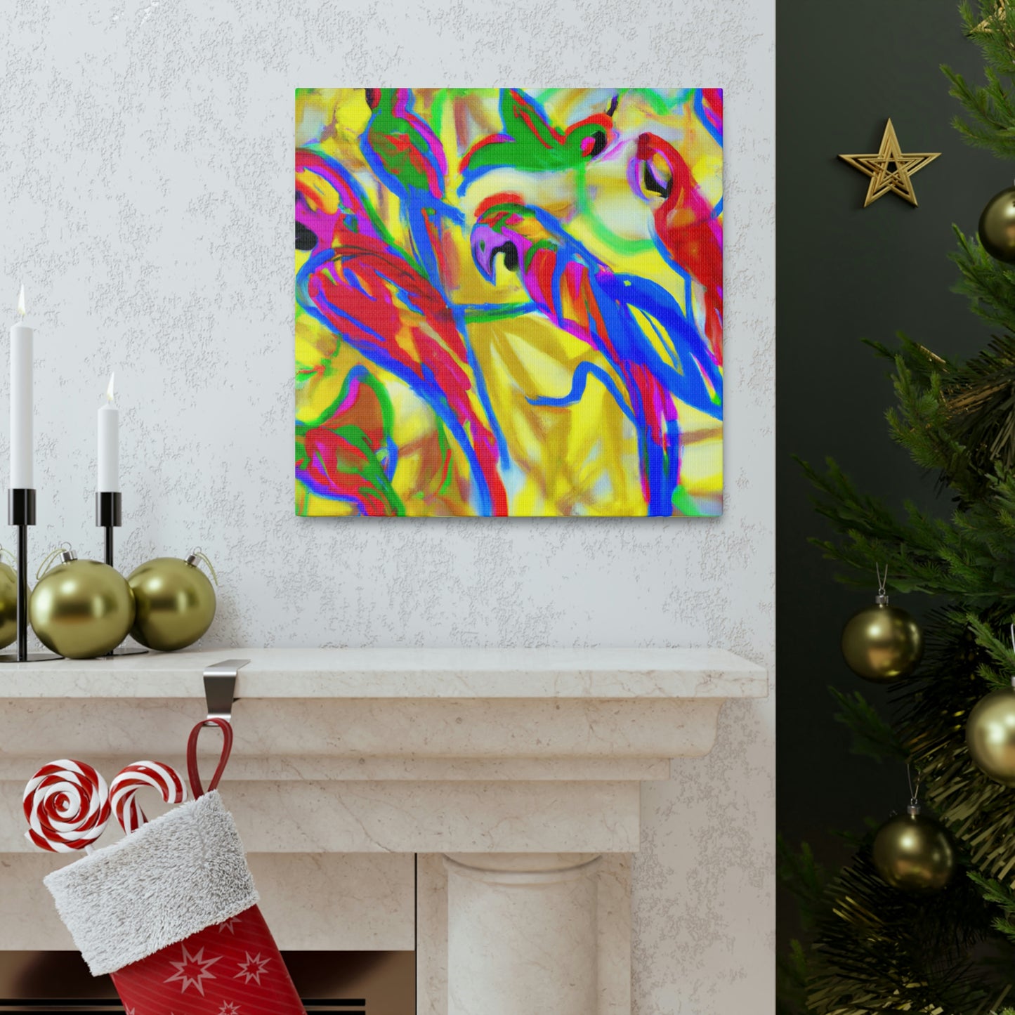 "Macaws in Flight Expressionism" - Canvas