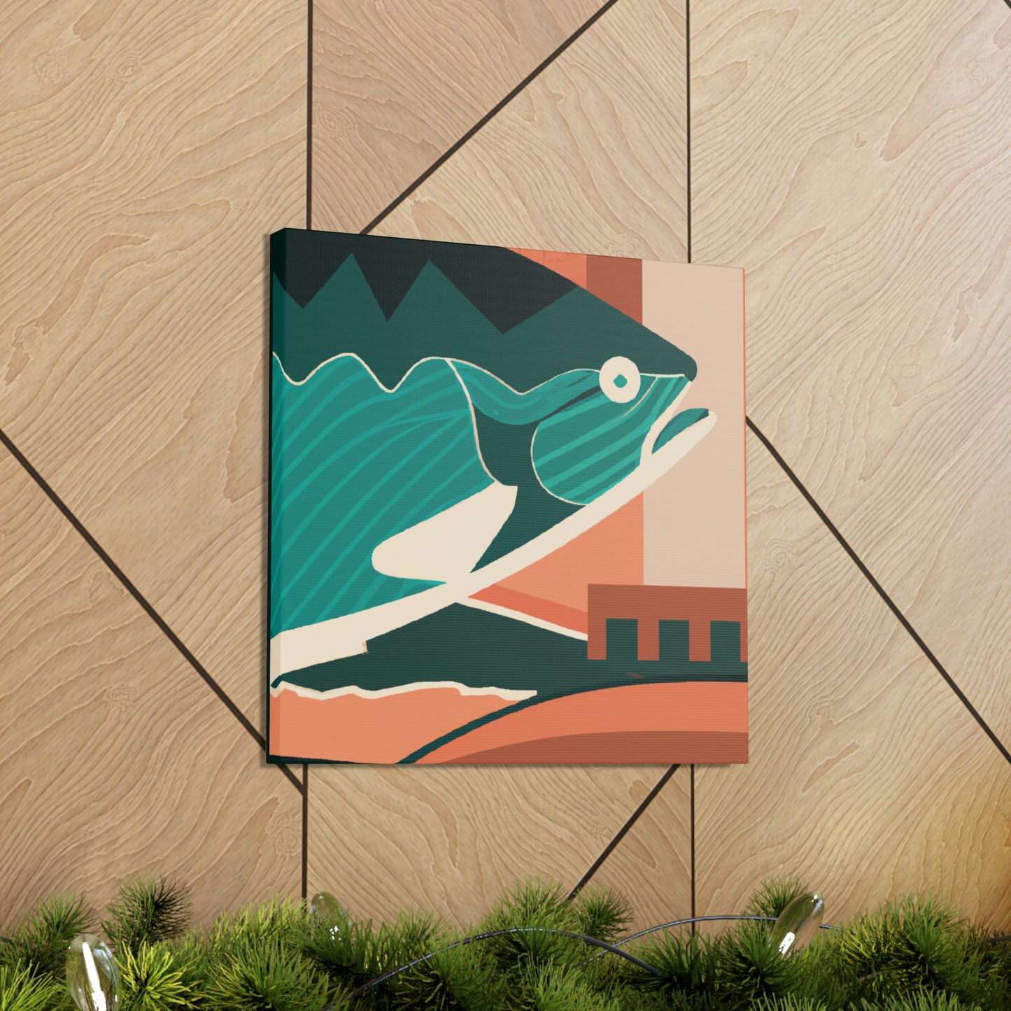 "Salmon in Art Deco" - Canvas